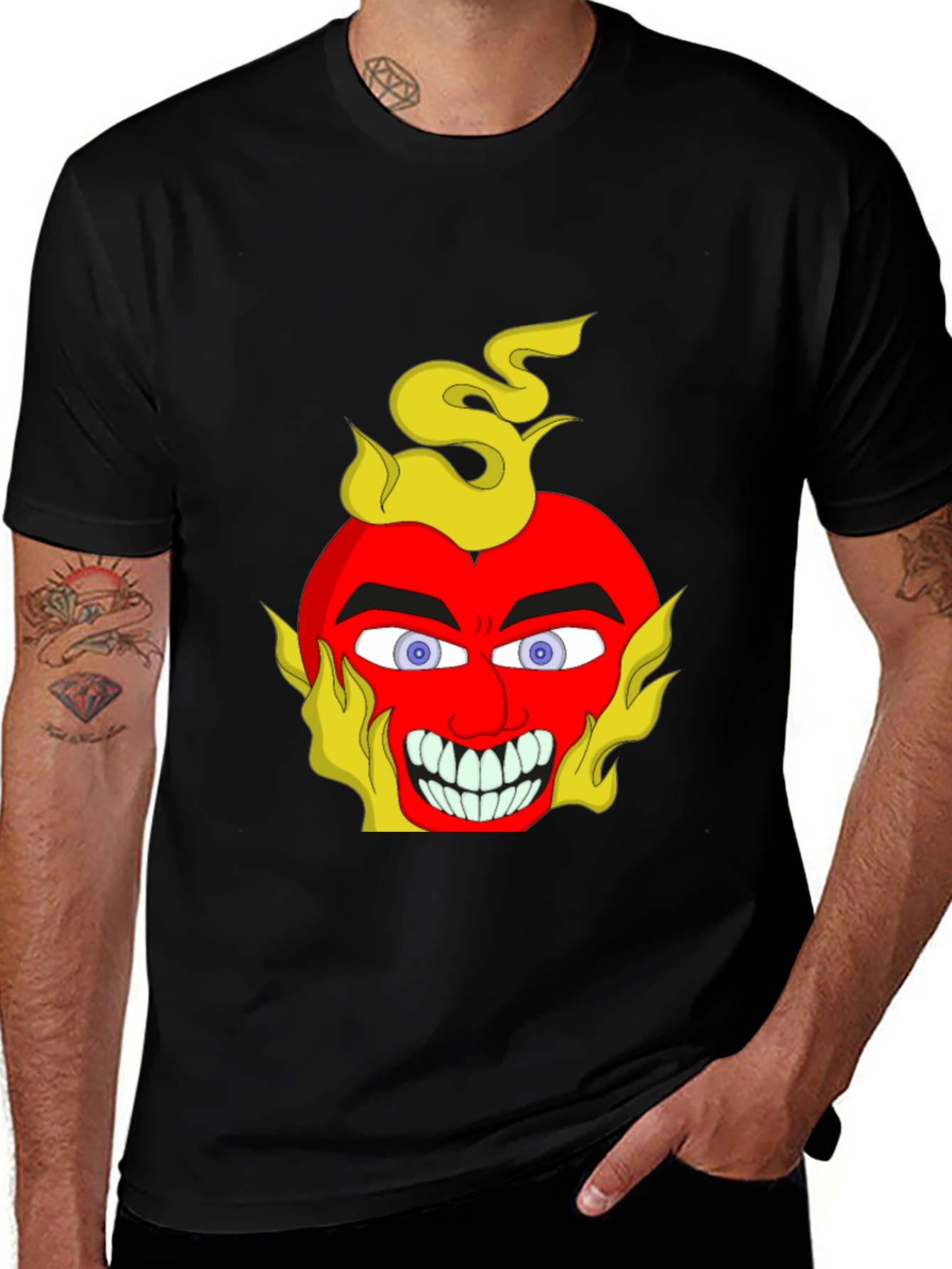 Variant 30 of Fiery Devil Heart Graphic Tee - Unique Design