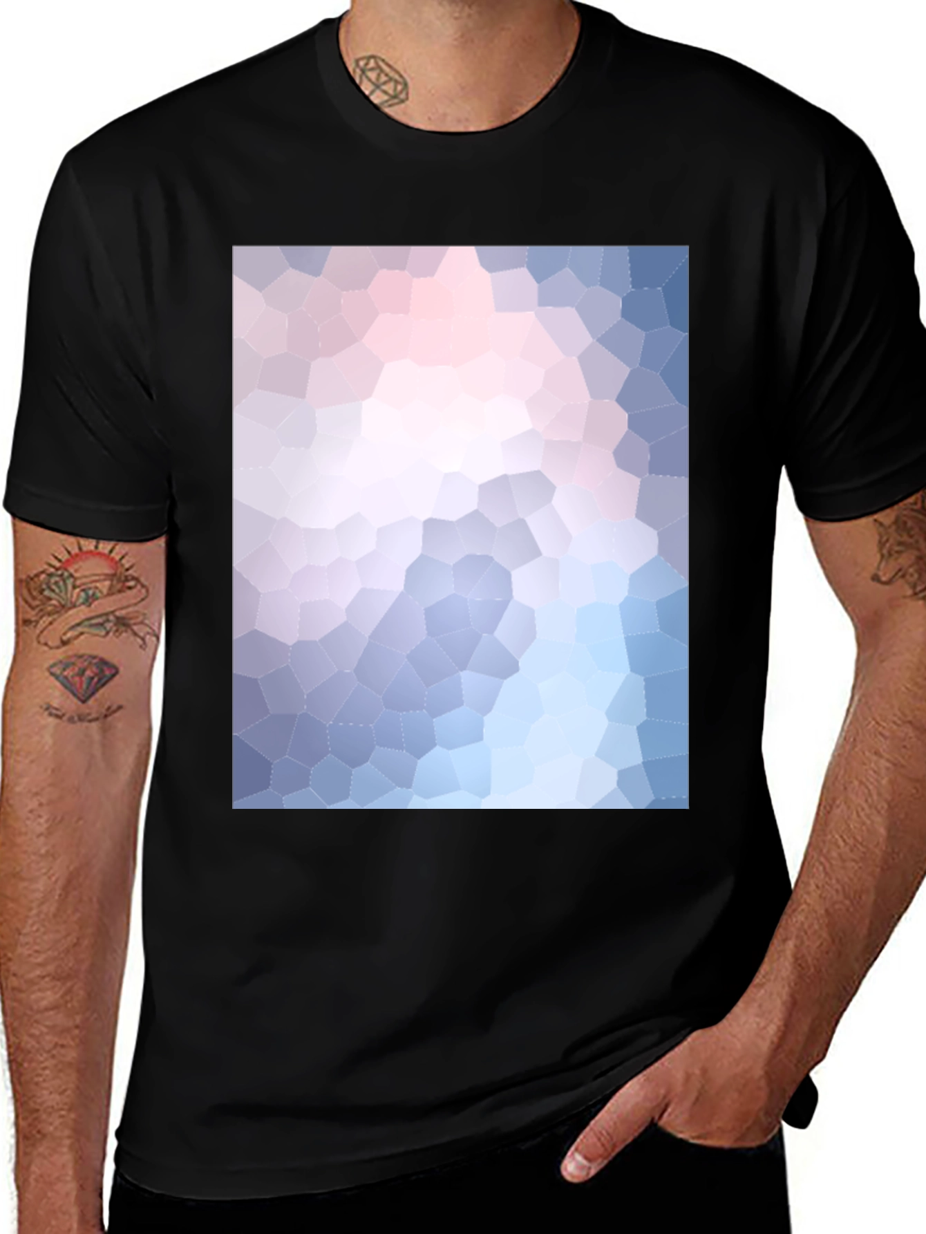 Variant 21 of Abstract Mosaic Print Black T-Shirt