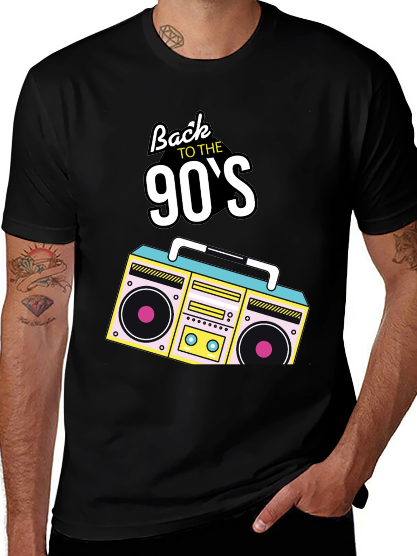 Variant 8 of Back to the 90's Retro Boombox Black T-Shirt