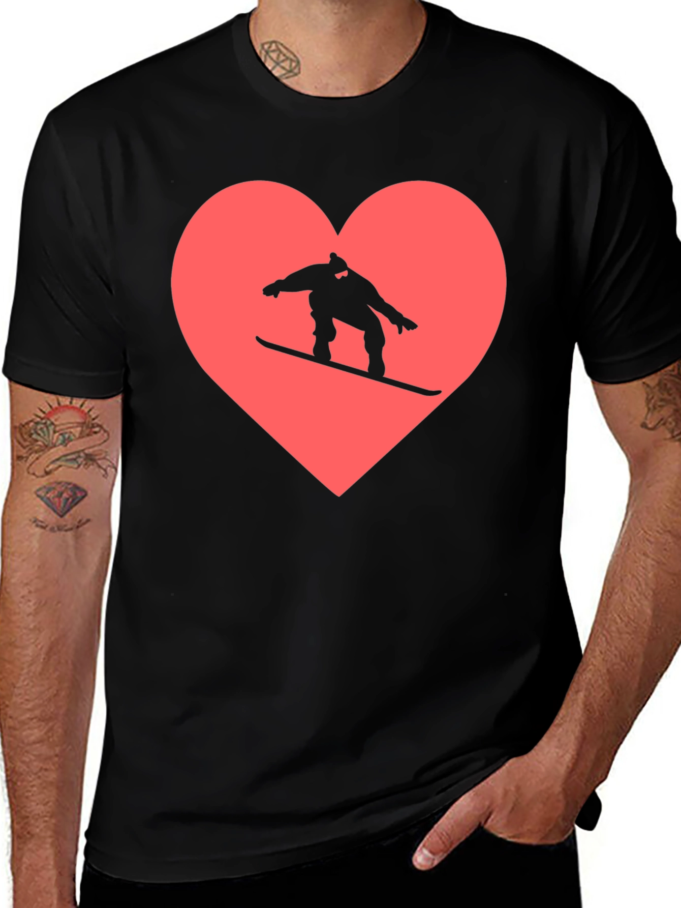 Variant 17 of Snowboard Heart Graphic Tee - Black