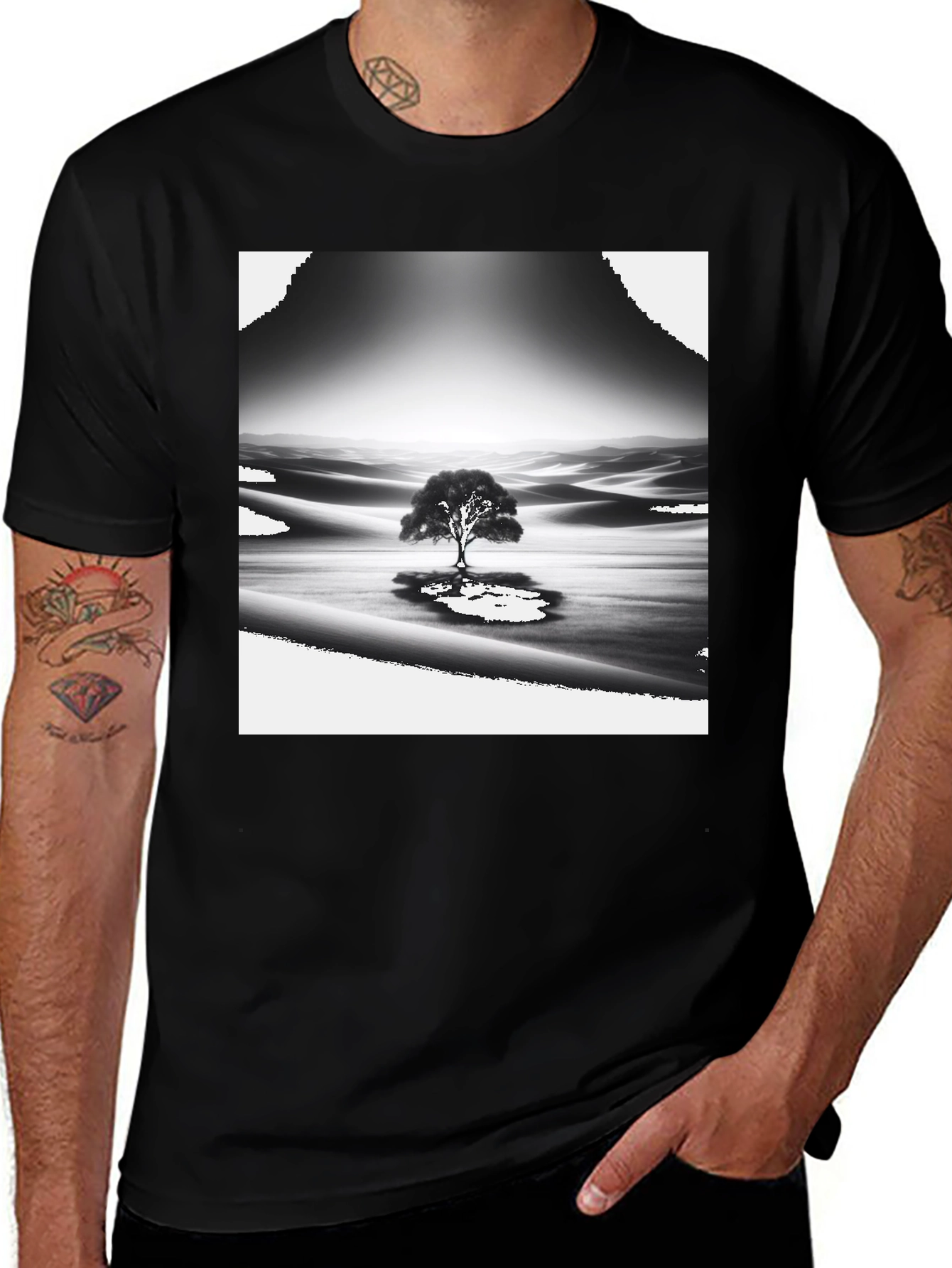 Variant 12 of Monochrome Desert Tree Graphic Tee