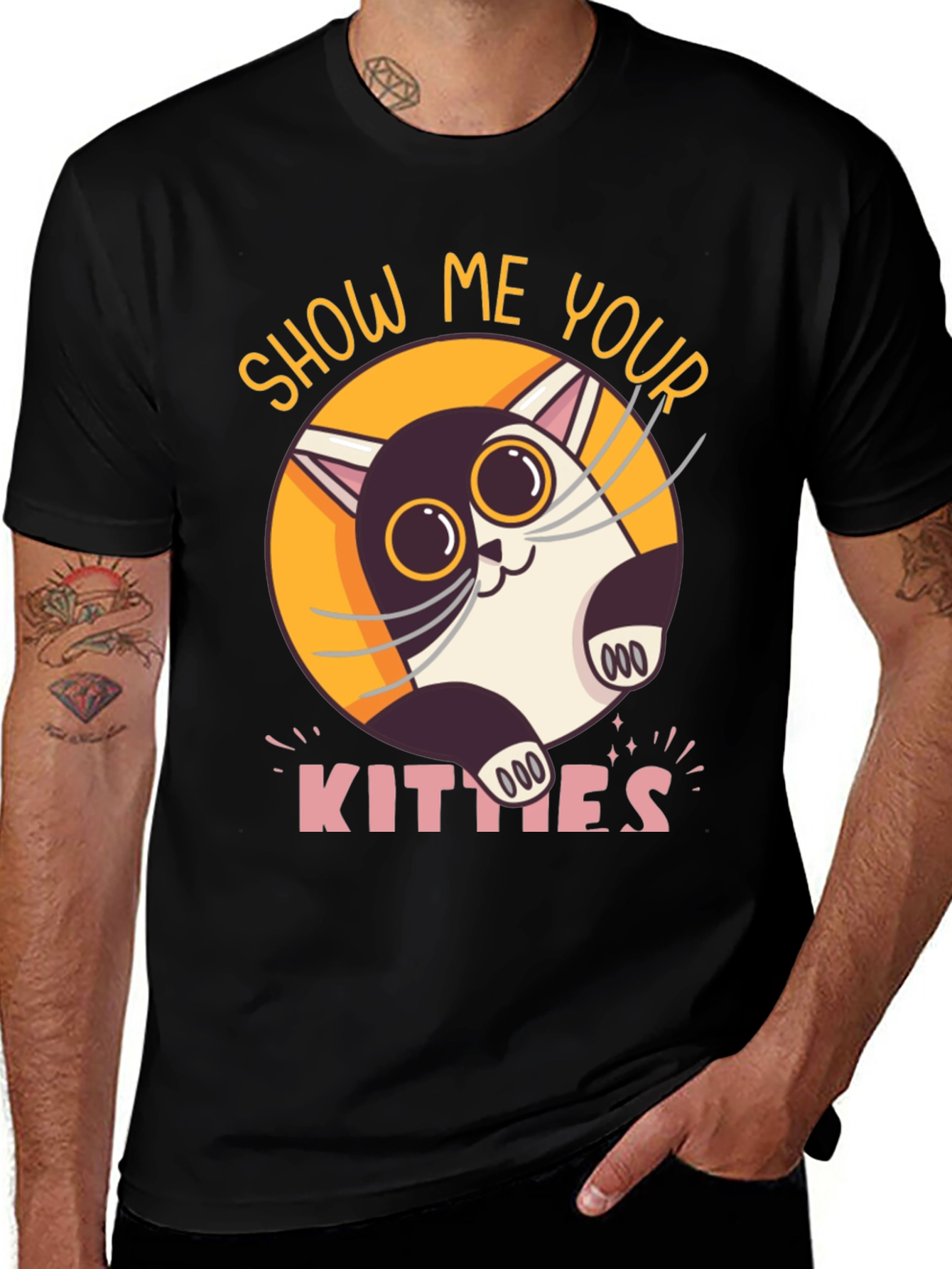 Black Show Me Your Kitties Graphic T-Shirt main image
