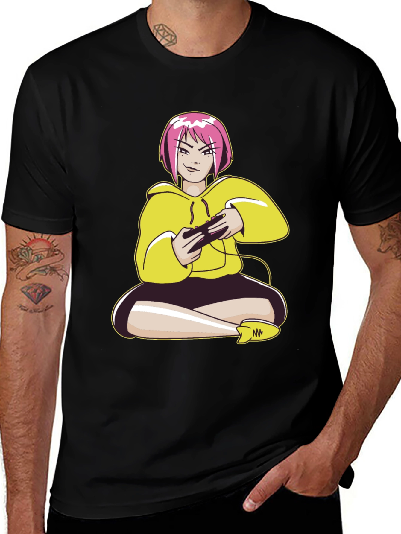 Variant 25 of Gamer Girl Graphic Tee - Black Cotton T-Shirt