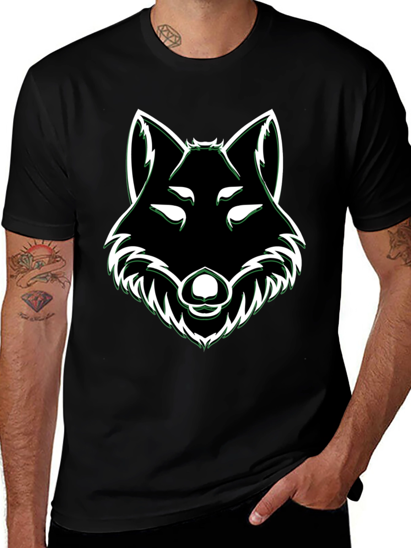 Variant 14 of Cool Wolf Graphic Print Black T-Shirt