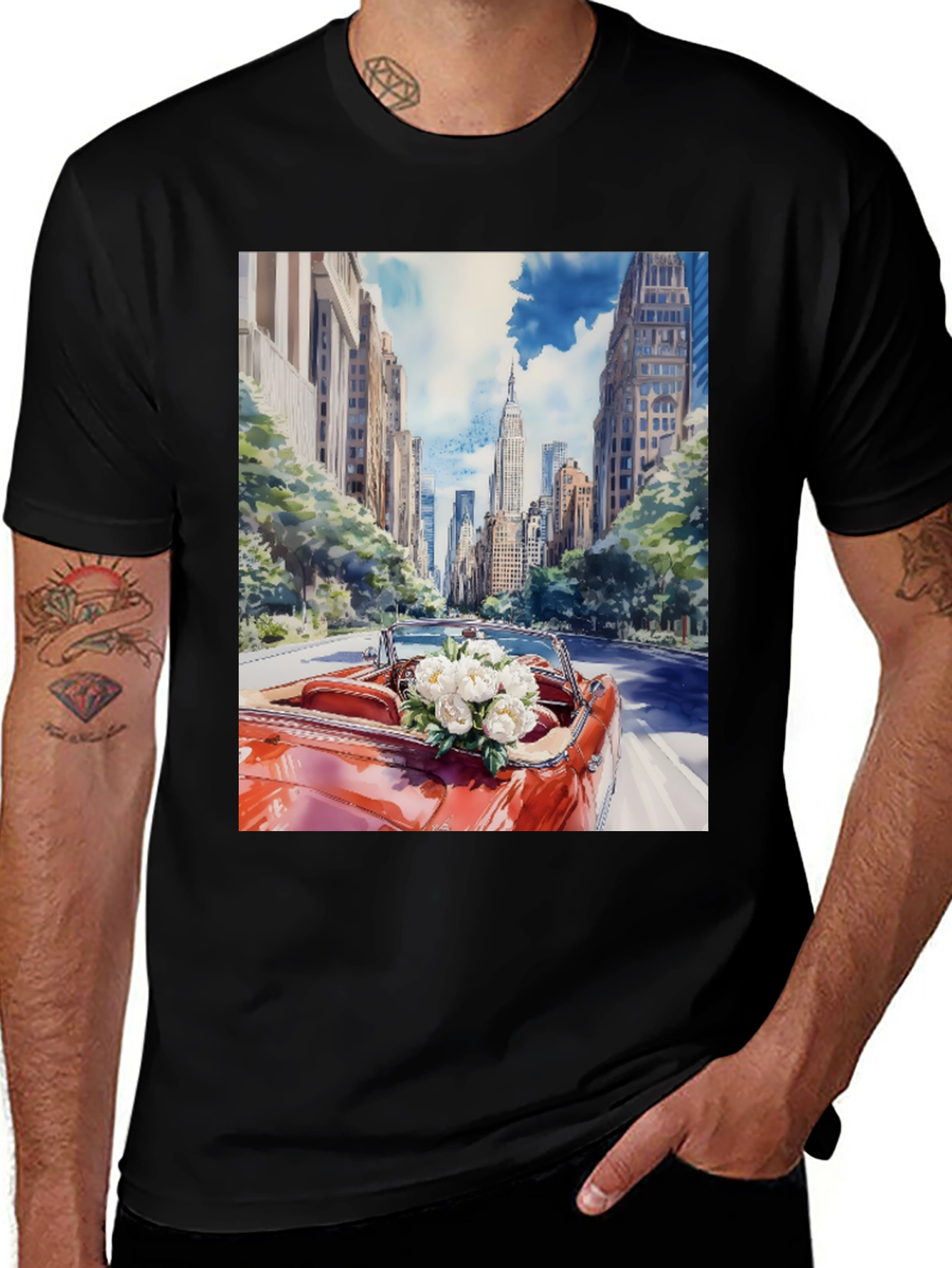Variant 3 of Cityscape Convertible Car T-Shirt