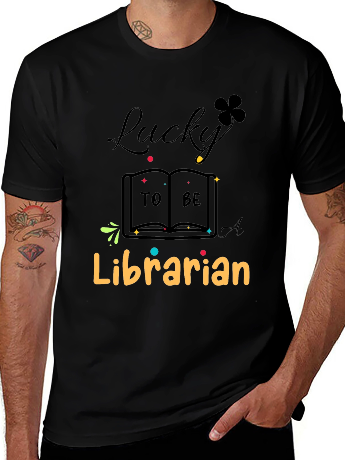 Variant 14 of Lucky Librarian Graphic Tee - Book Lover's T-Shirt