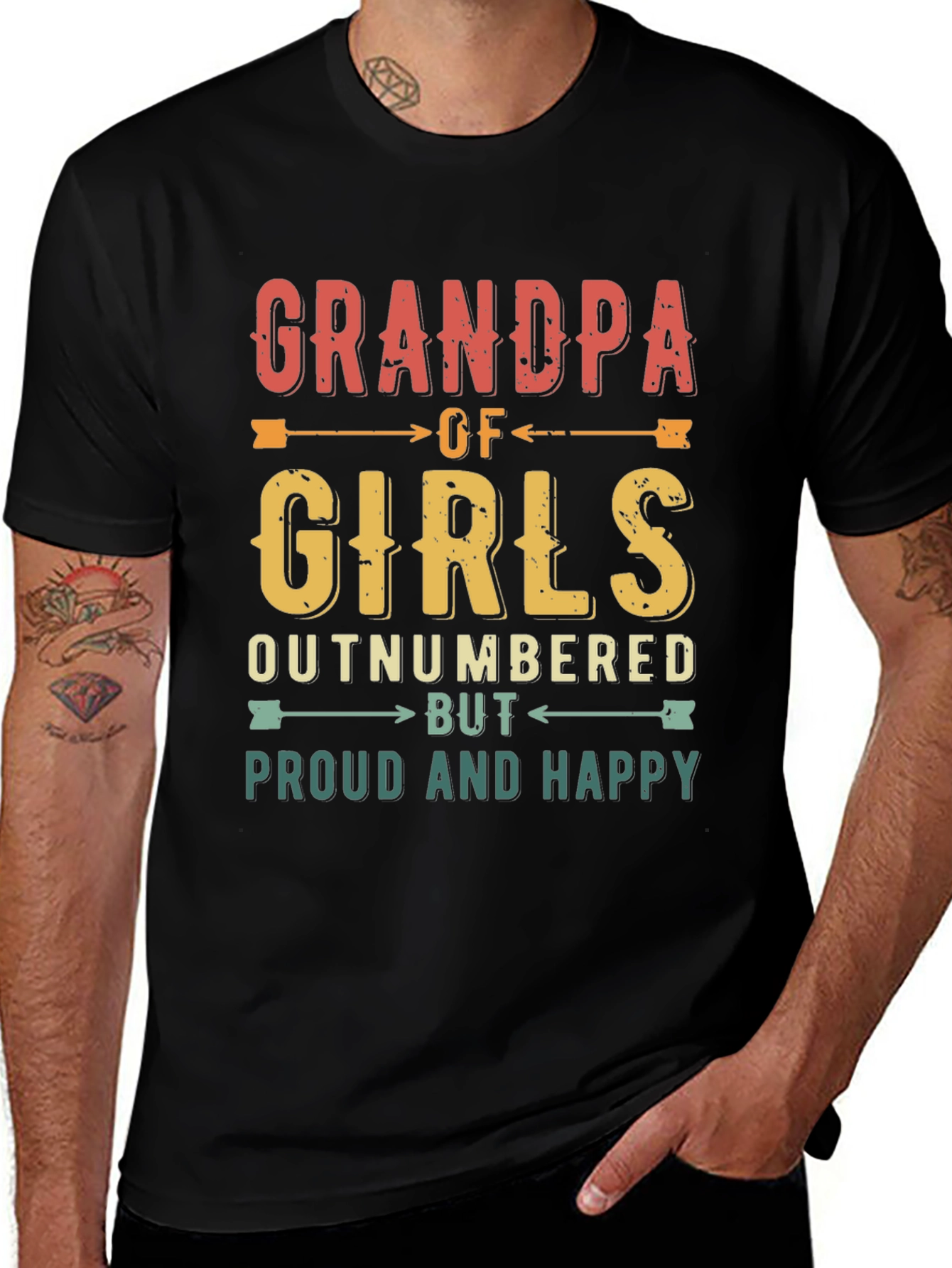 Variant 23 of Grandpa of Girls T-Shirt - Proud & Happy