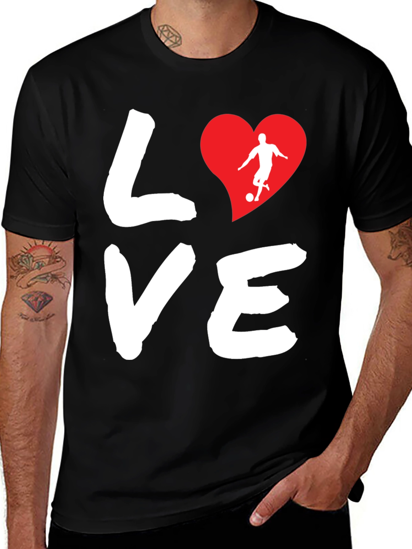 Variant 7 of Love Soccer T-Shirt Black Graphic Tee