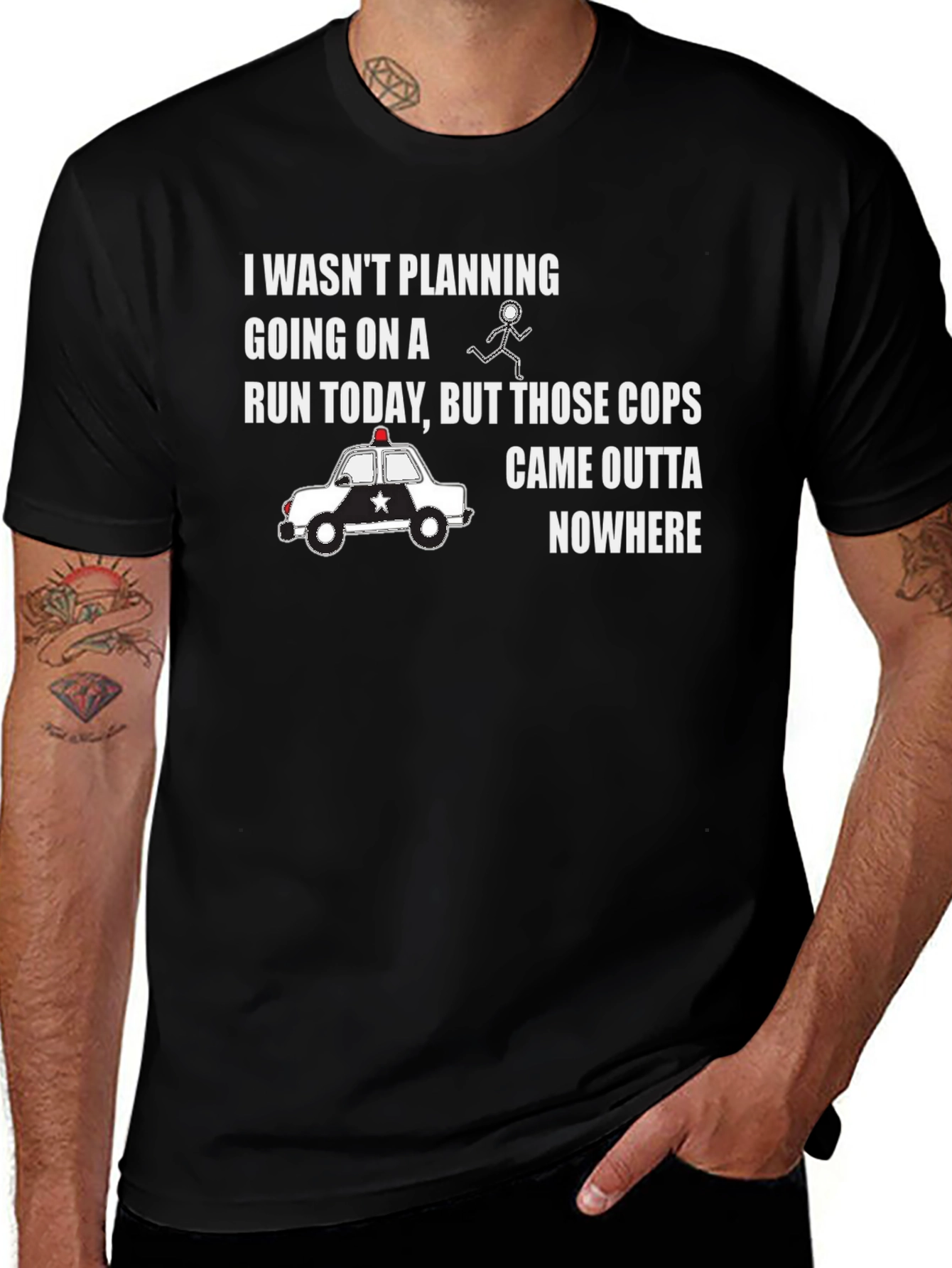 Variant 8 of Funny Running T-Shirt - Cops Came Outta Nowhere