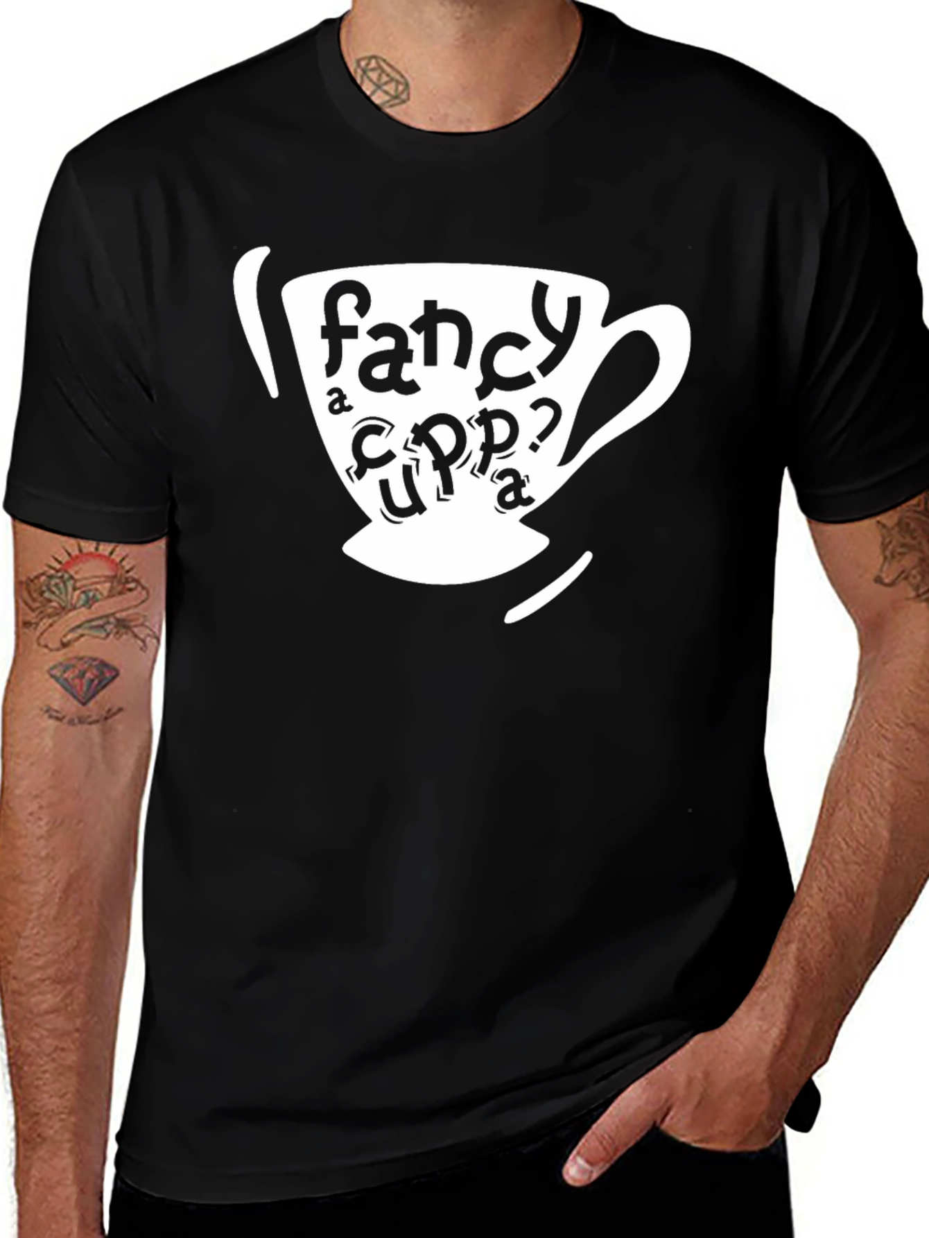 Variant 17 of Fancy a Cuppa? Black Graphic Tee