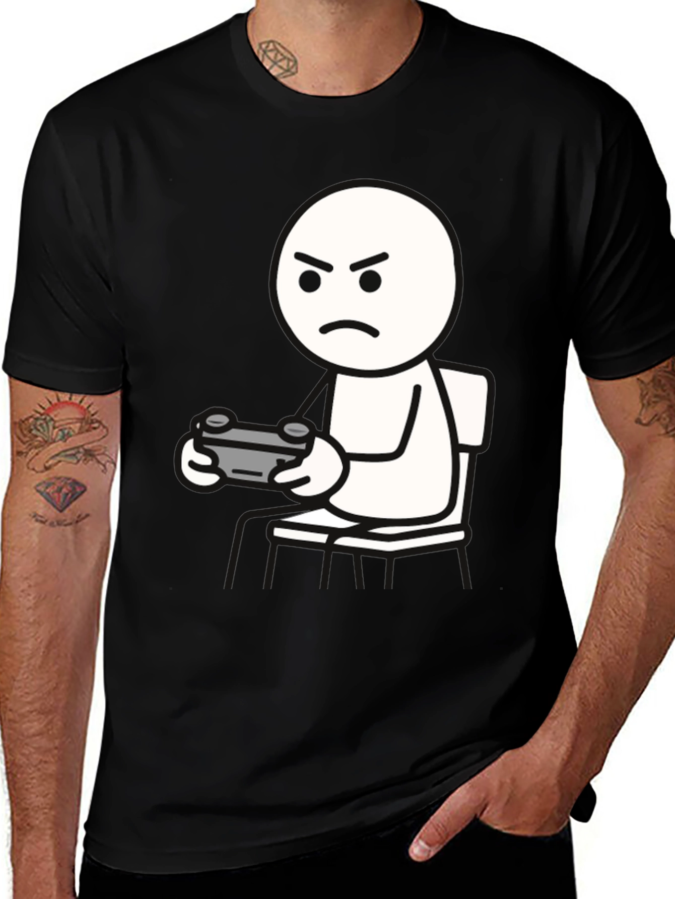 Variant 7 of Angry Gamer T-Shirt - Black Cotton Tee with Funny Graphic