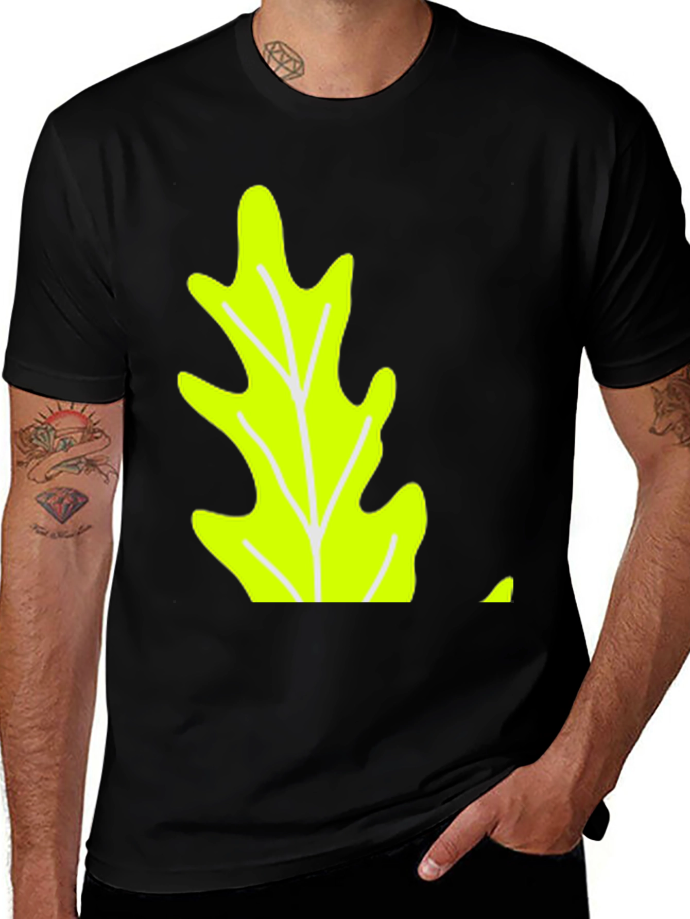Variant 24 of Leaf Graphic Tee - Black Cotton Casual Wear