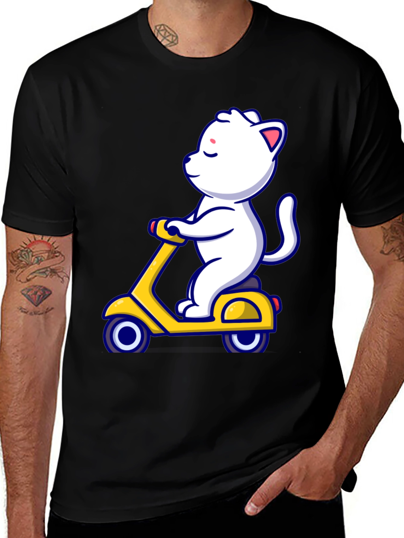 Variant 10 of Cat Riding Scooter Graphic Tee