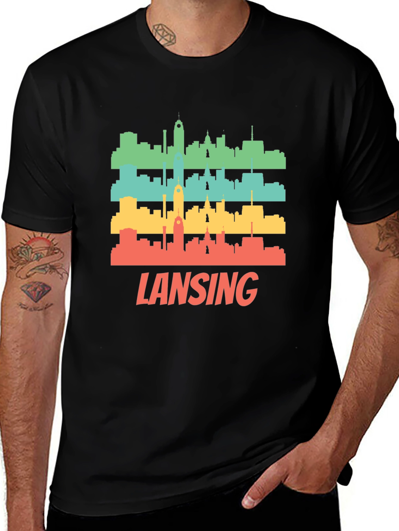 Retro Lansing Skyline Graphic T-Shirt