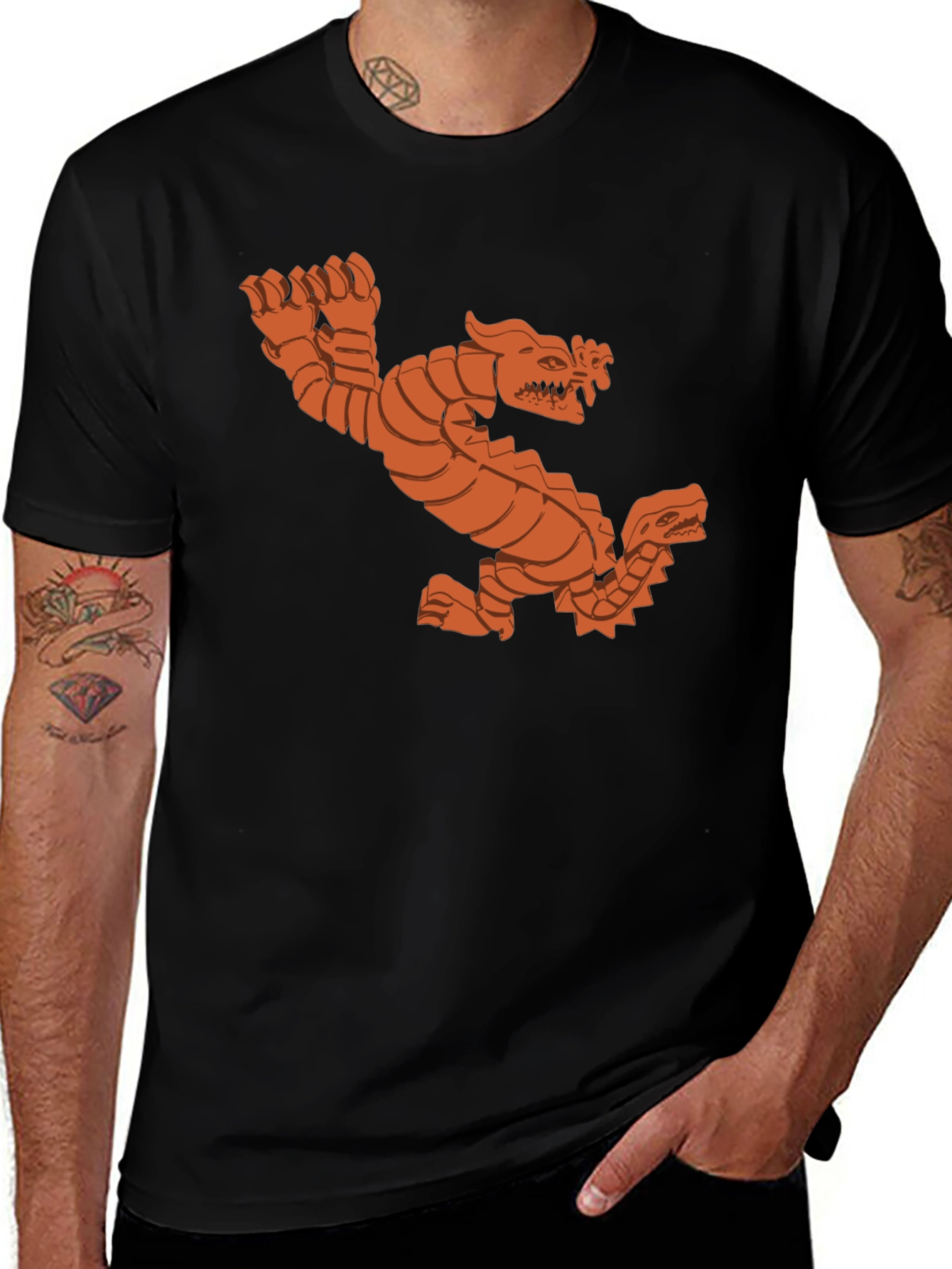 Variant 26 of Double Dragon Graphic Tee - Black Cotton T-Shirt