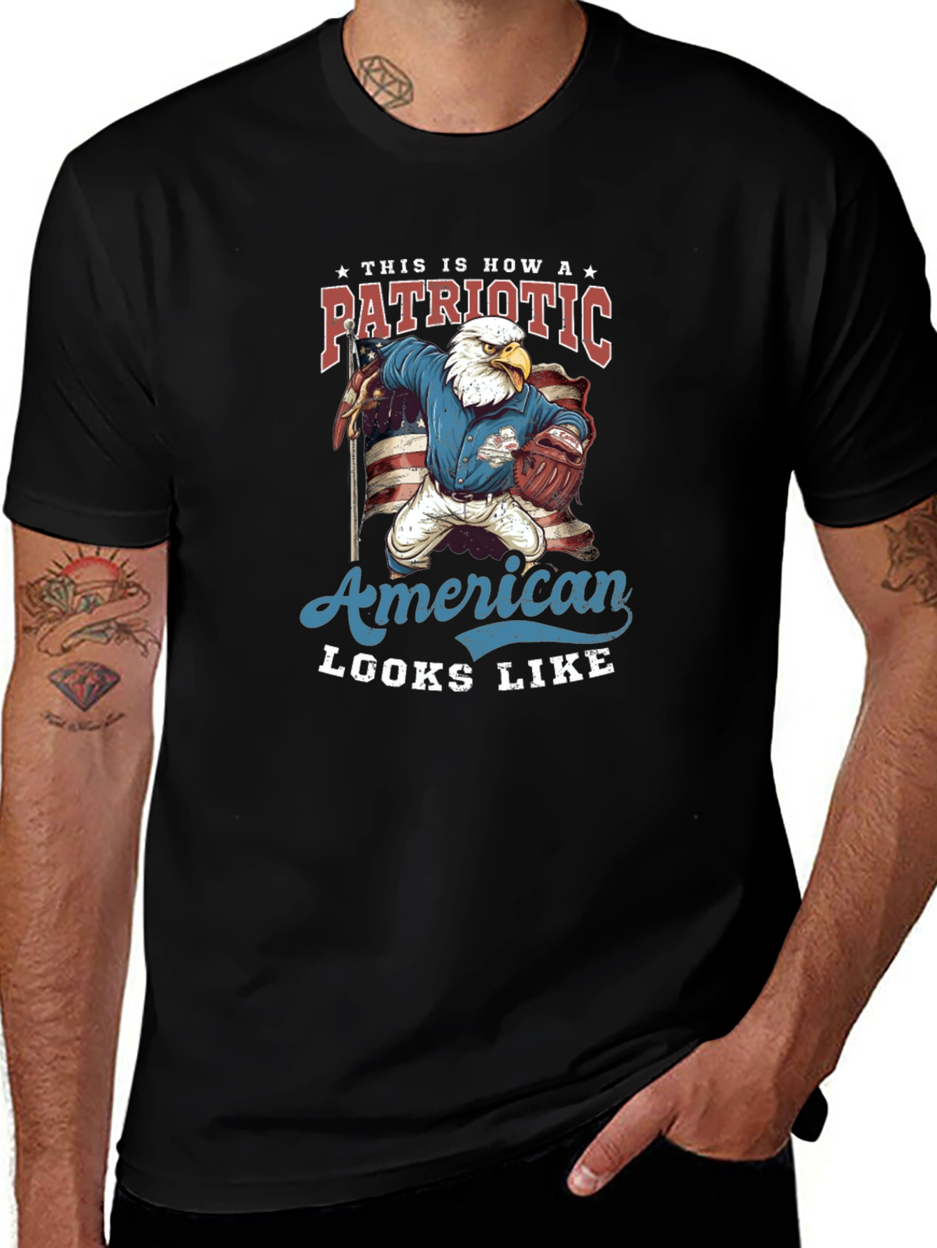 Patriotic American Eagle Graphic T-Shirt