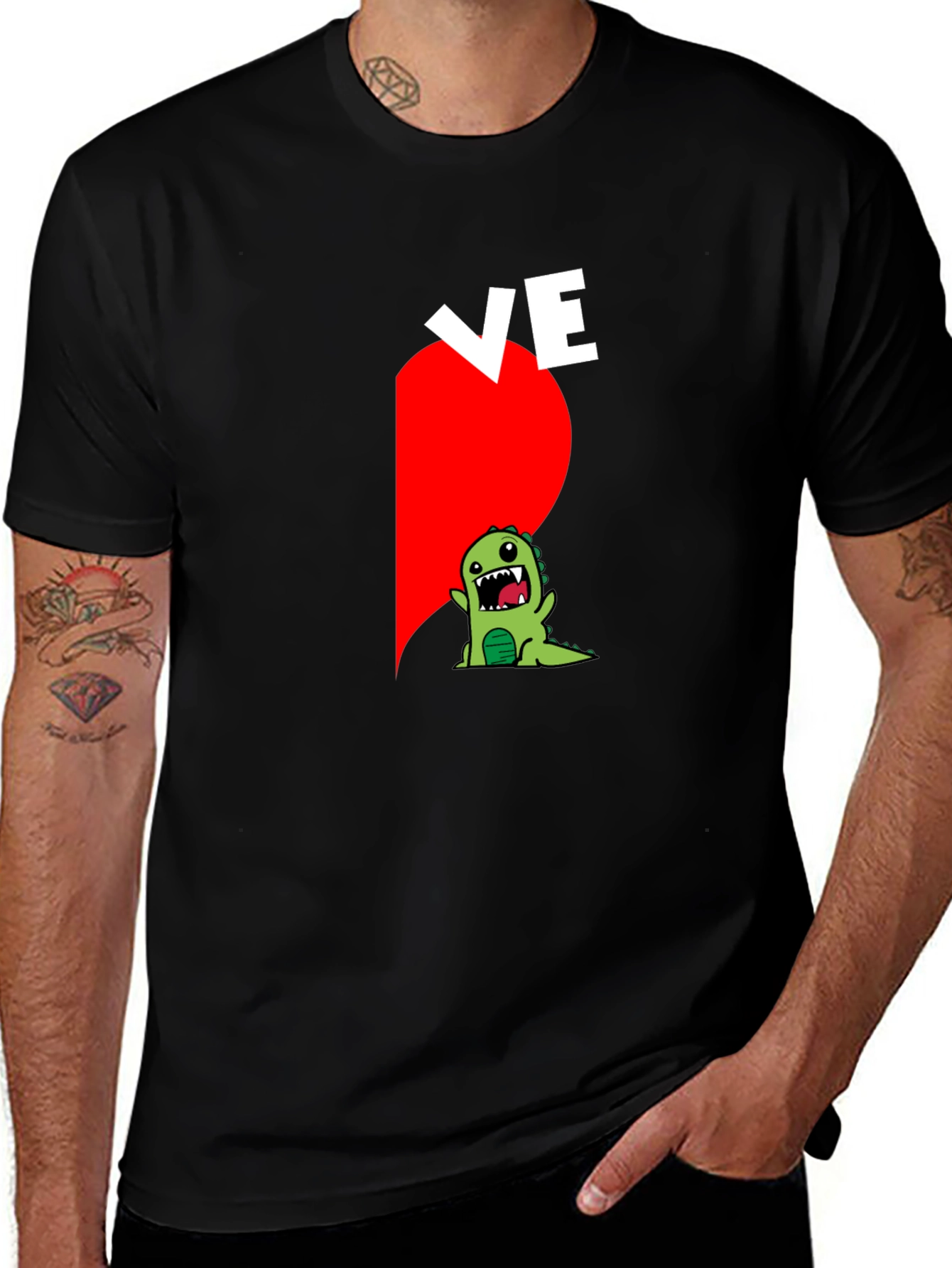 Variant 11 of Couple's Love Dino Black Graphic Tee