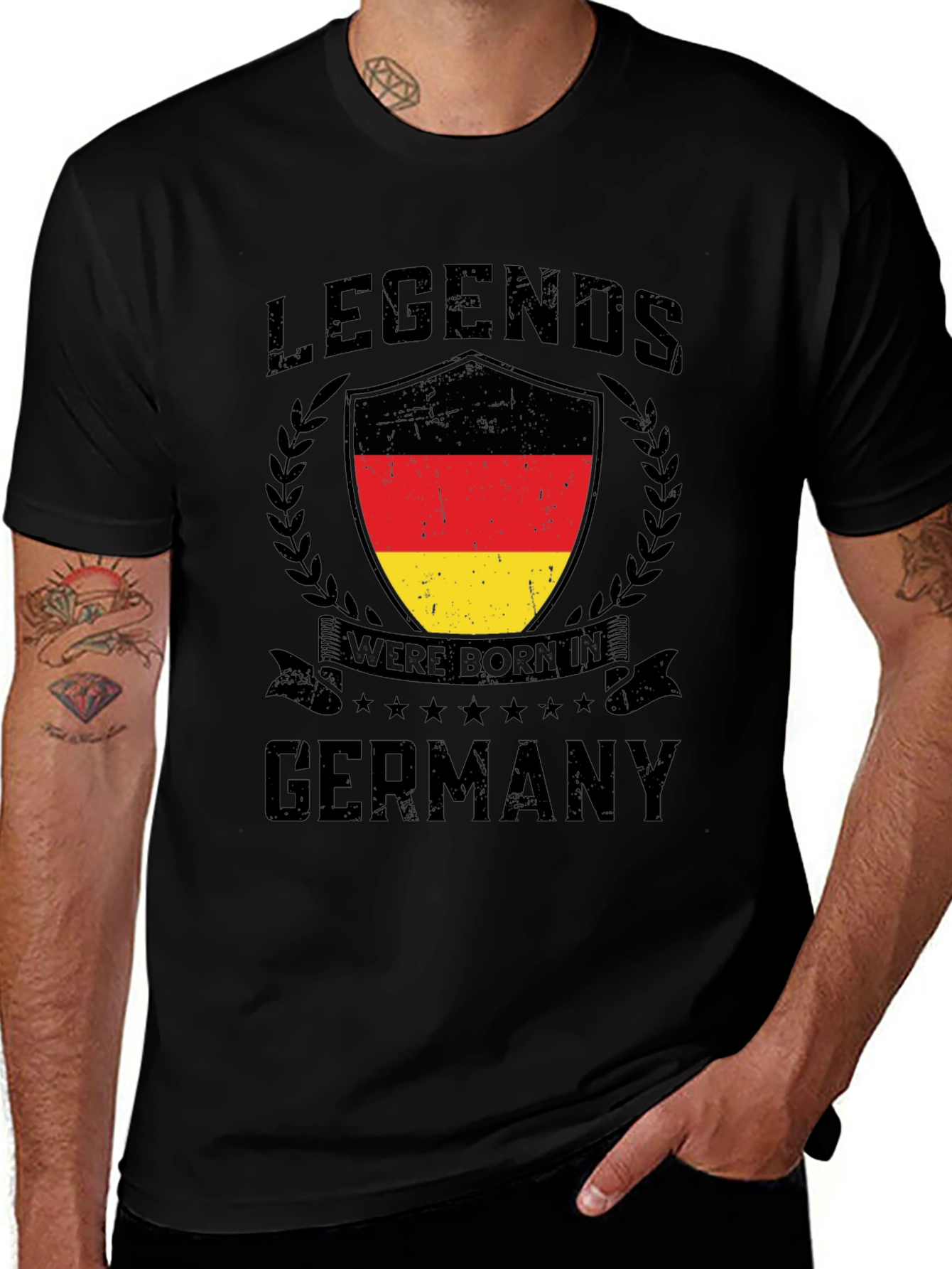Legends Born in Germany Black T-Shirt