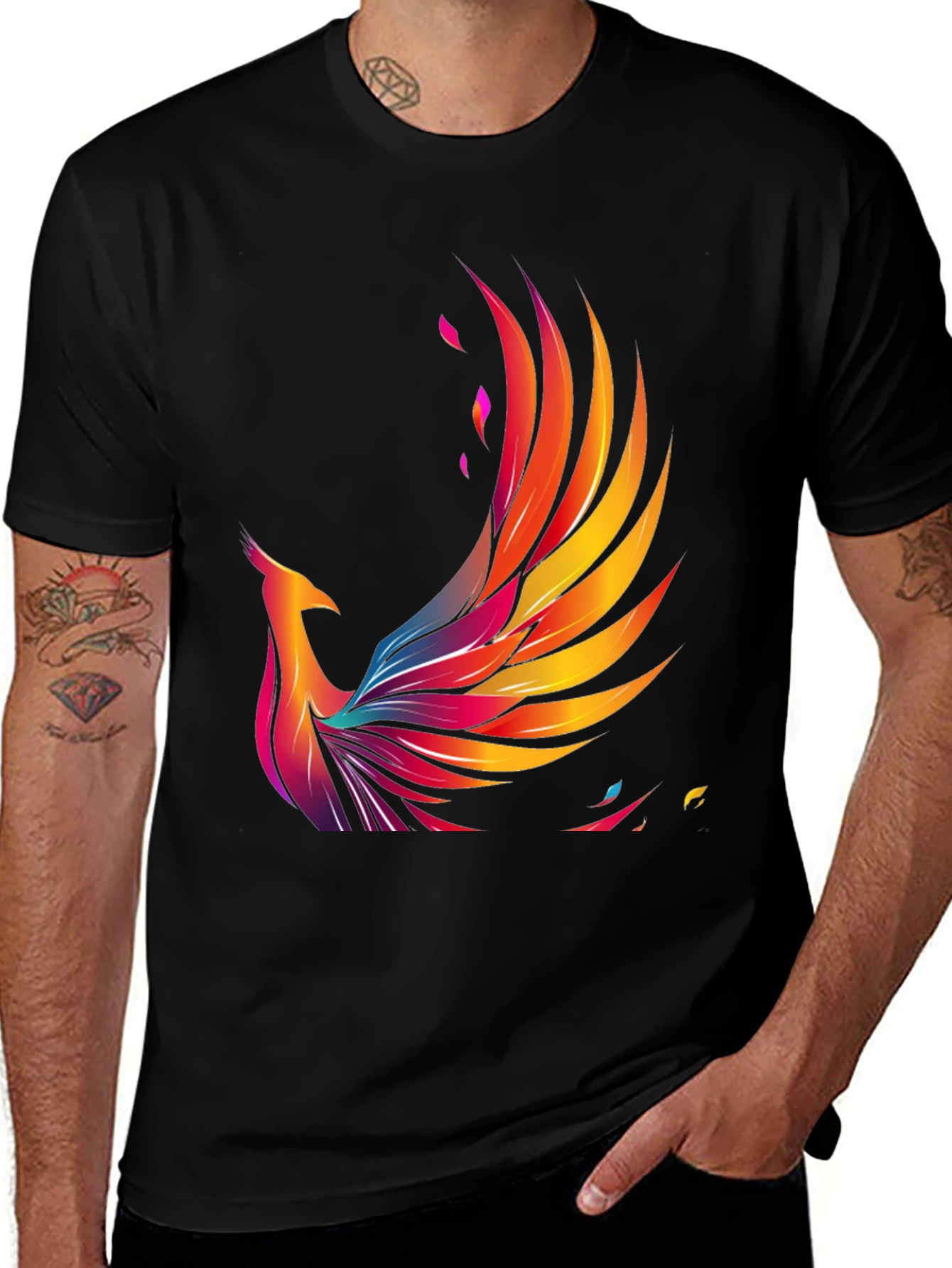 Variant 12 of Phoenix Graphic Print Black T-Shirt