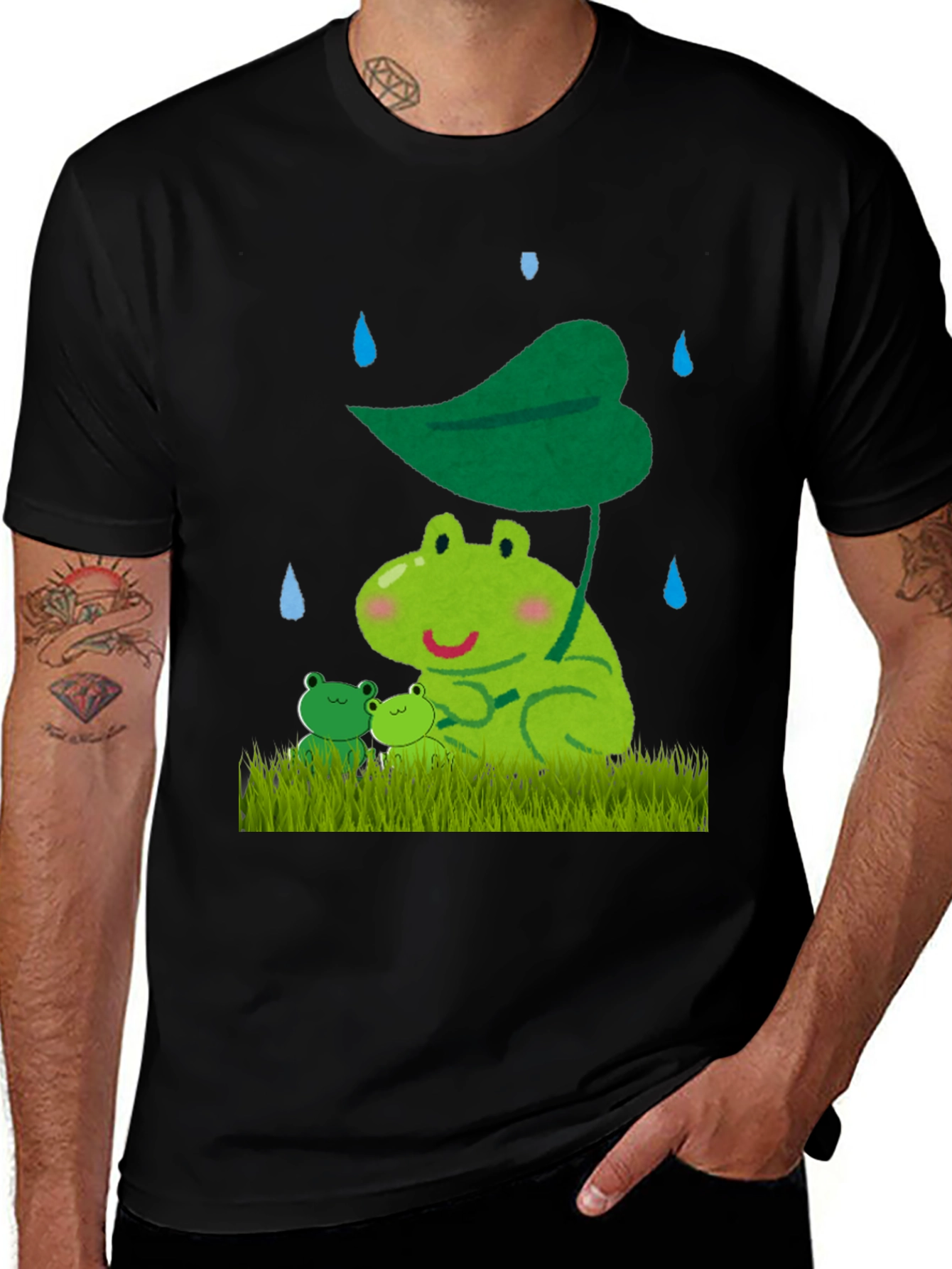 Variant 11 of Frog Family Under Leaf Umbrella T-Shirt