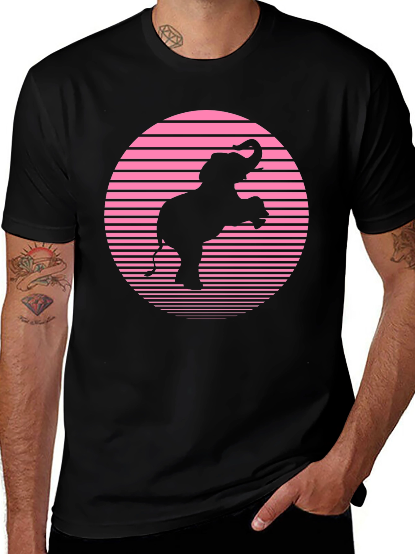 Variant 13 of Retro Elephant Silhouette Graphic Tee