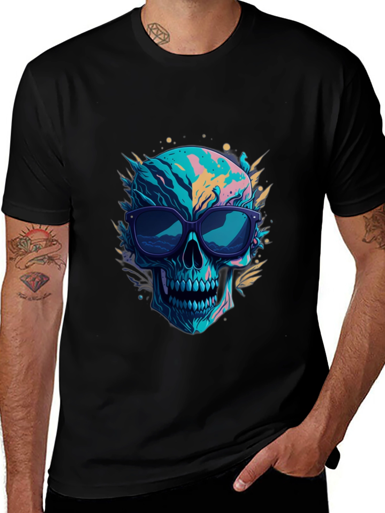 Variant 6 of Skull Graphic Tee - Cool Sunglasses Design