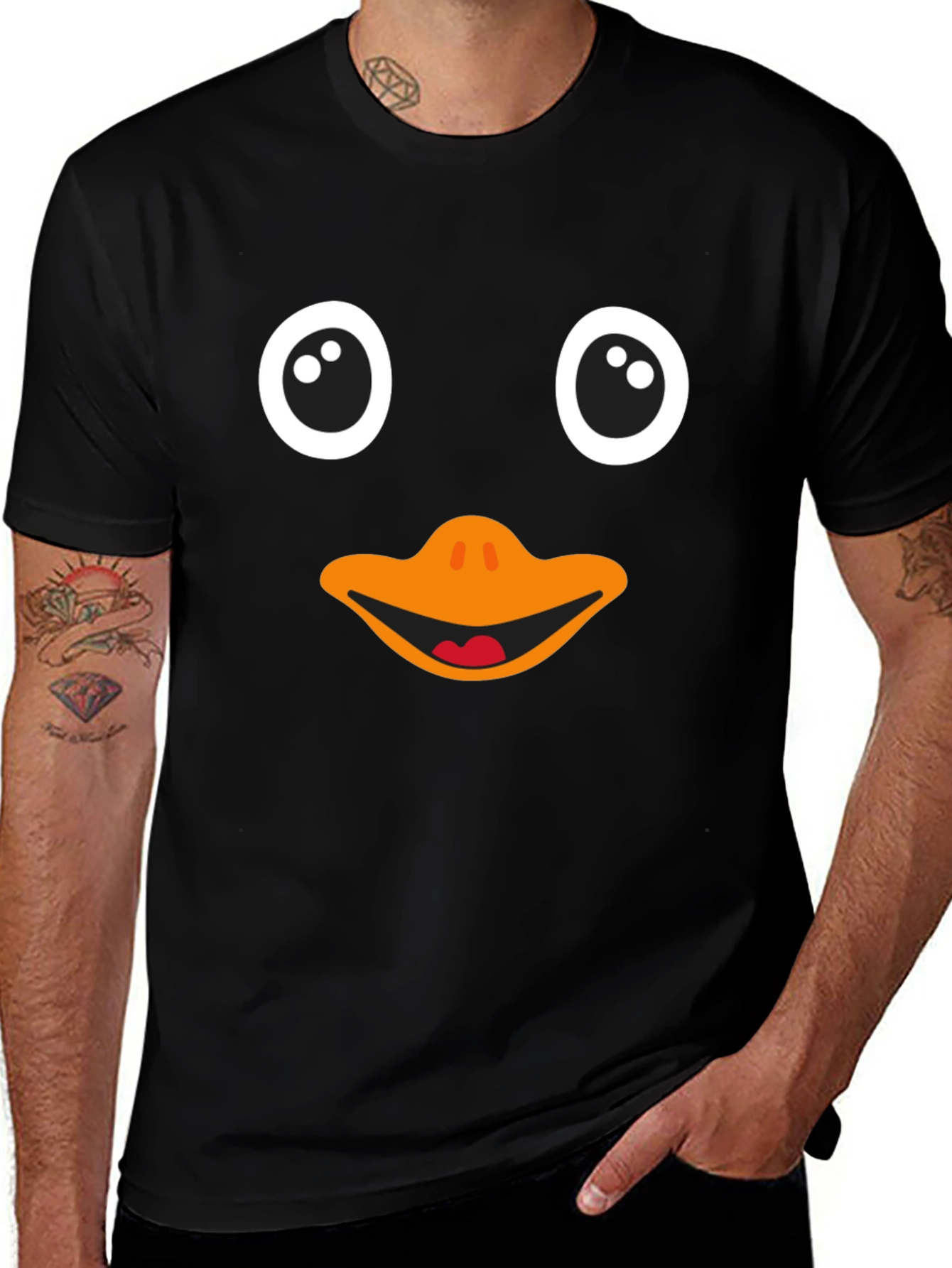 Variant 30 of Funny Penguin Face Black T-Shirt