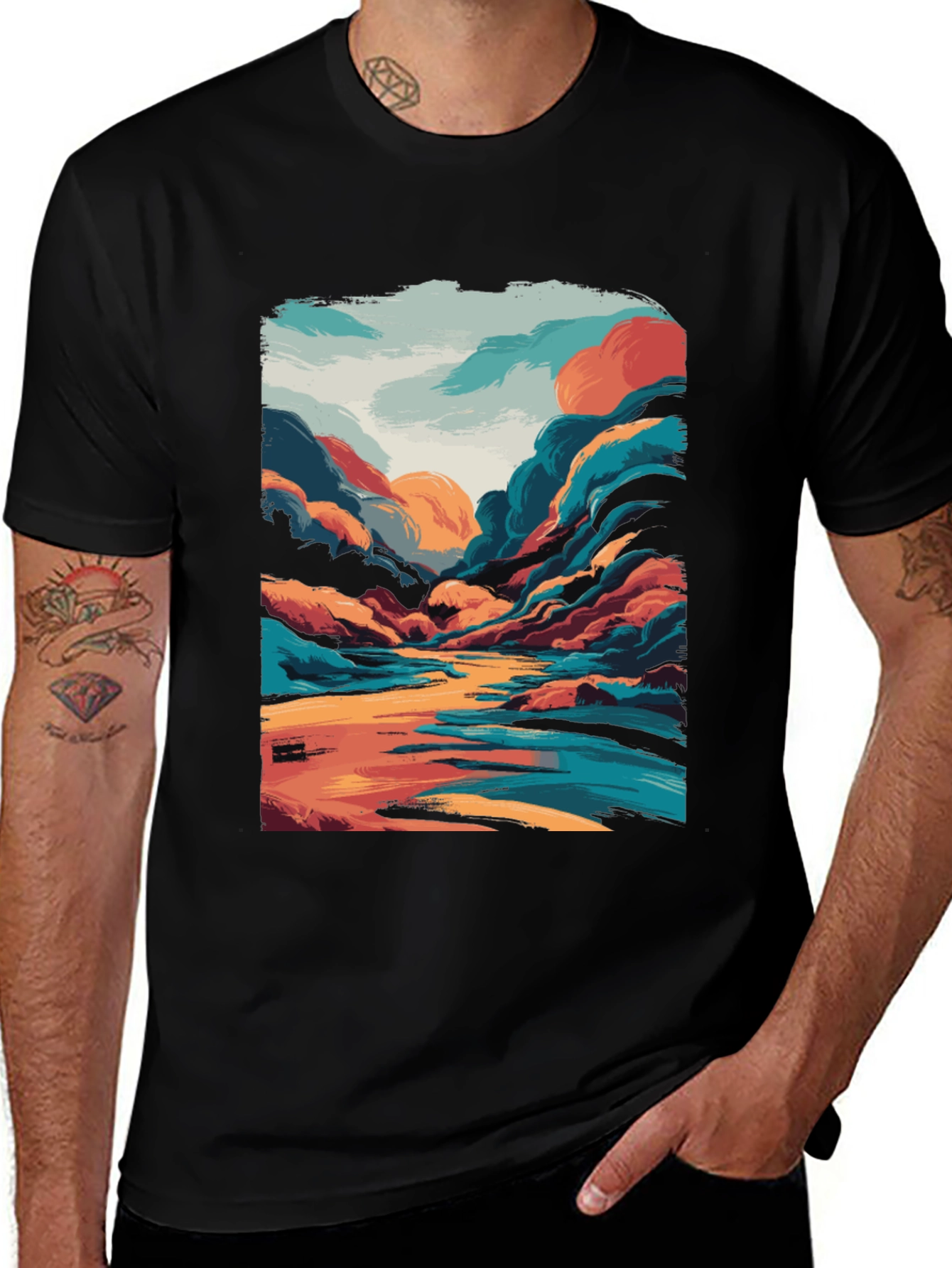 Variant 29 of Vivid Landscape Graphic Tee - Artistic Comfort