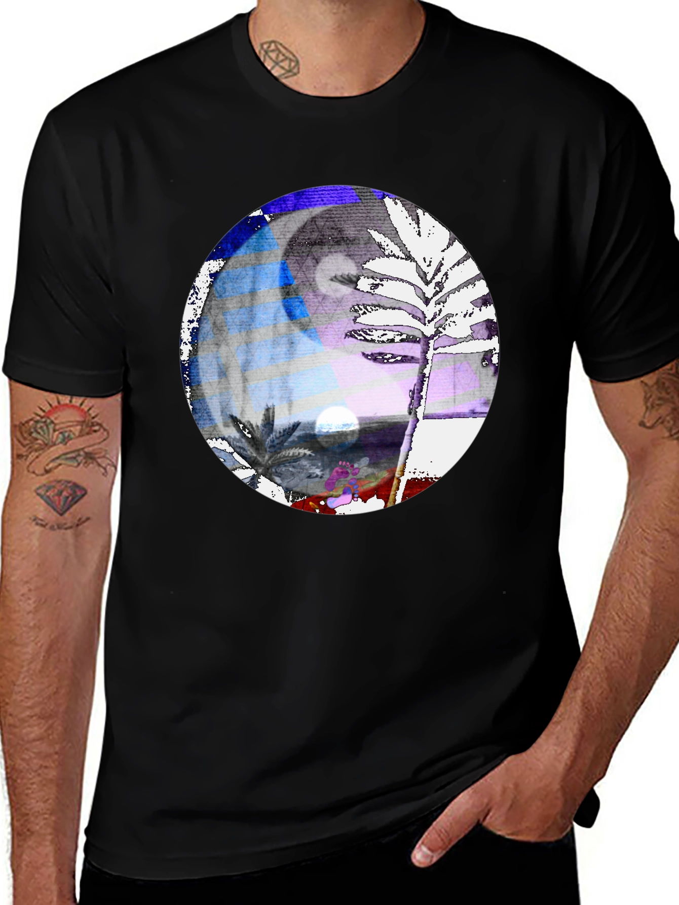 Variant 18 of Yin Yang Palm Tree Graphic Tee