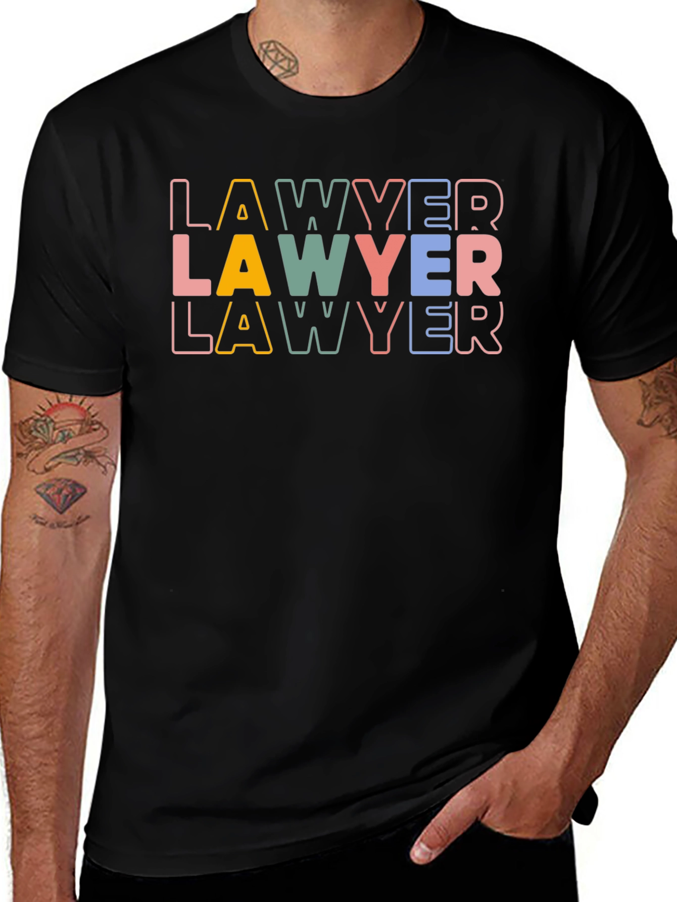 Variant 15 of Lawyer Retro Graphic Tee - Black Cotton T-Shirt
