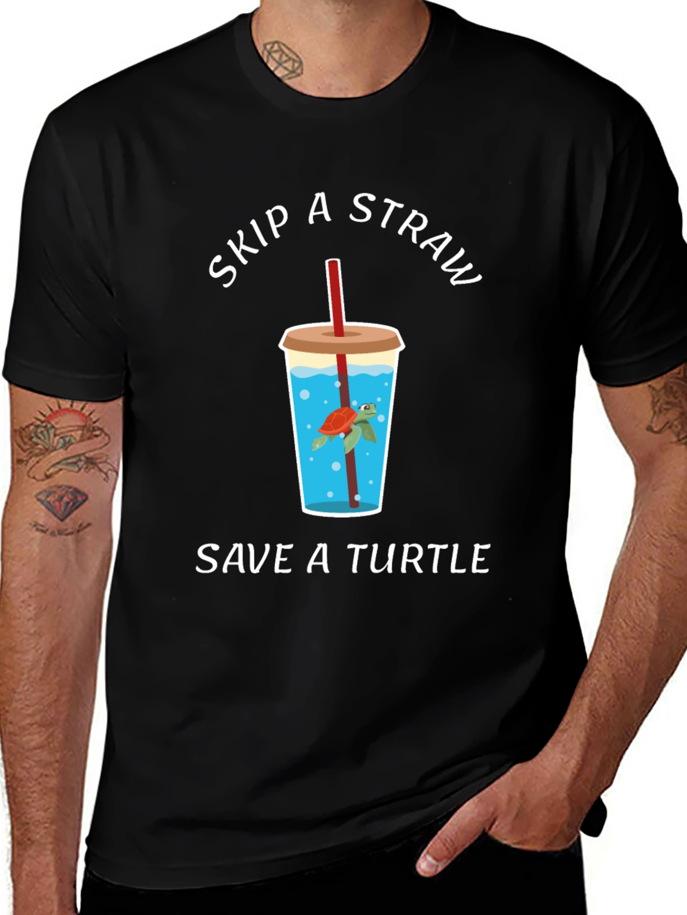 Variant 8 of Skip a Straw Save a Turtle Graphic Tee