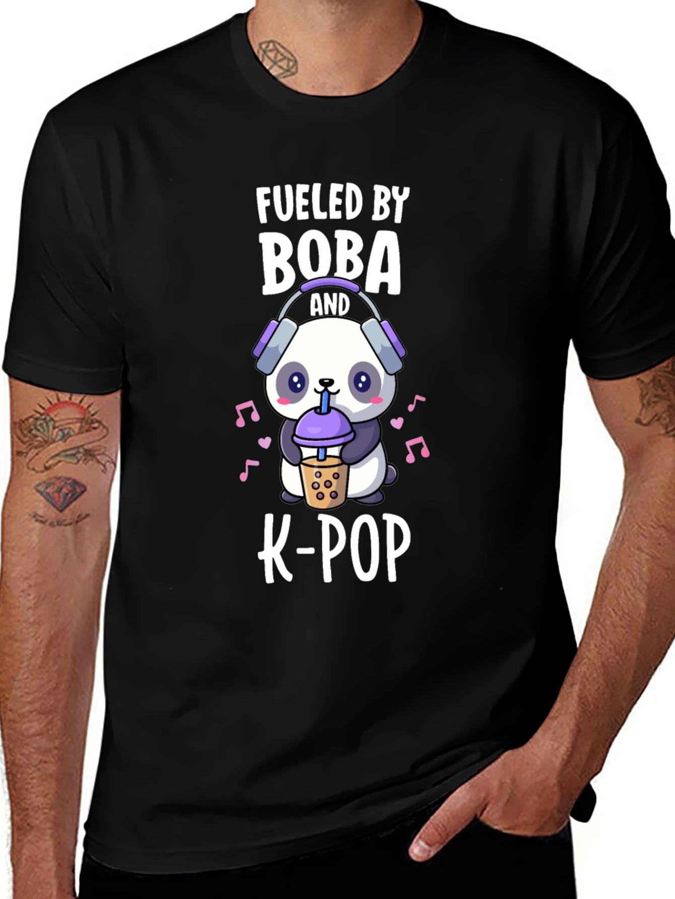 Variant 19 of Fueled by Boba and K-Pop Panda Graphic Tee