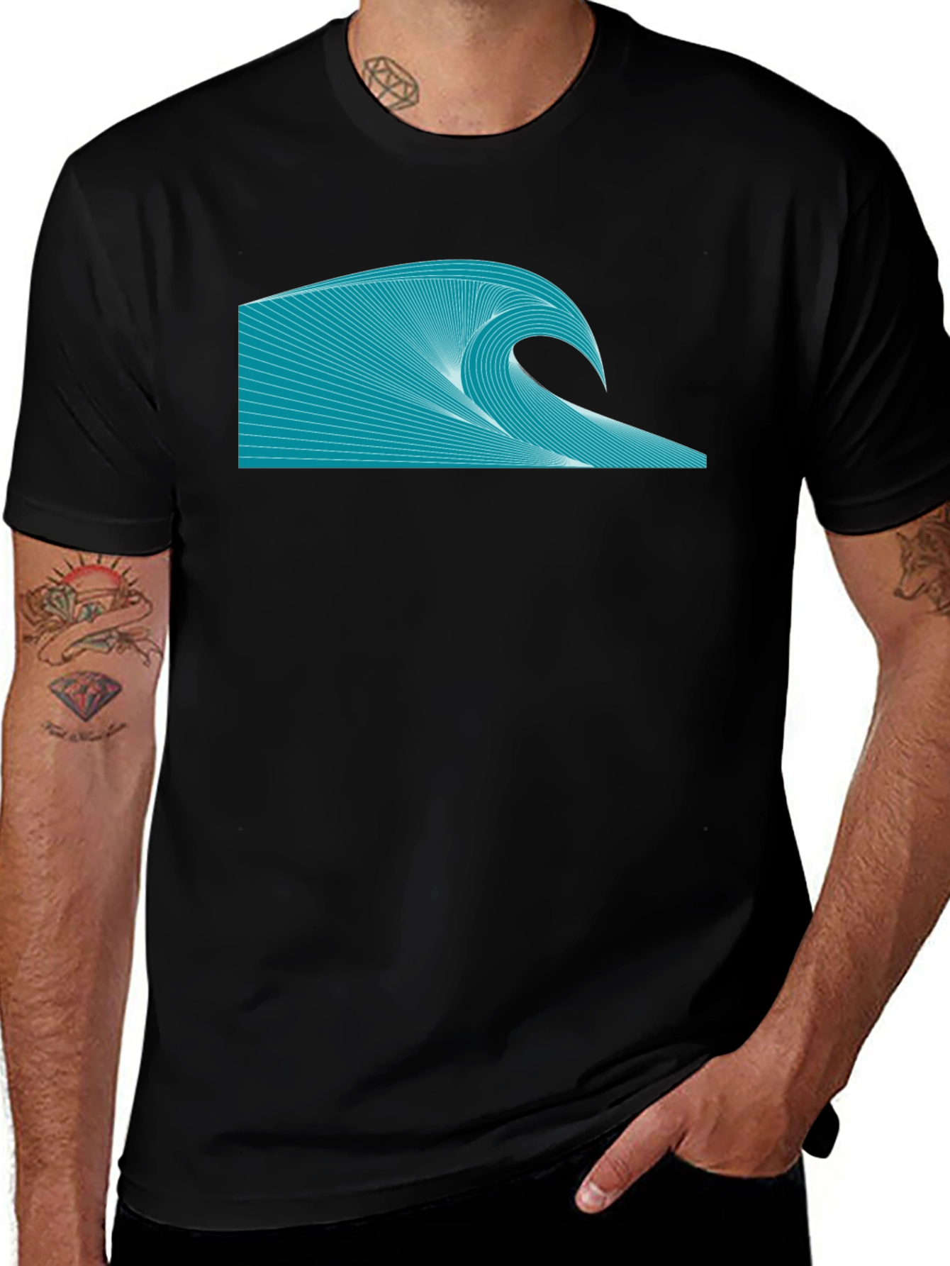 Variant 27 of Wave Graphic Tee - Black Stylish Shirt