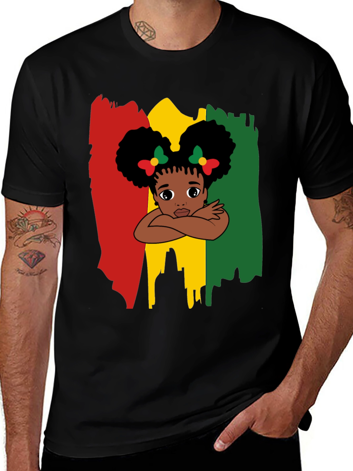 Variant 20 of Cute Girl Afro T-Shirt - Red Yellow Green