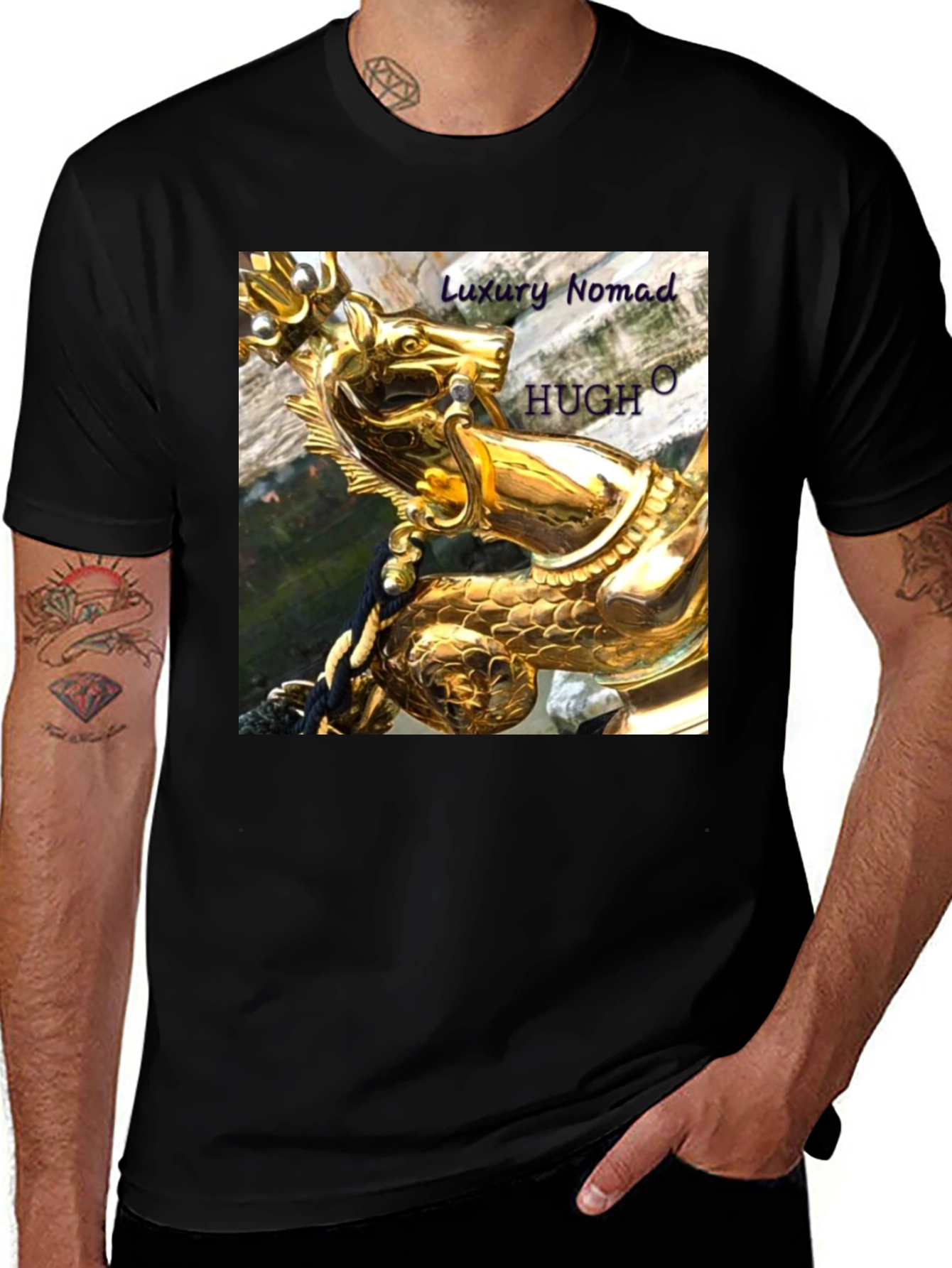 Luxury Nomad T-Shirt: Golden Ornament Graphic Tee