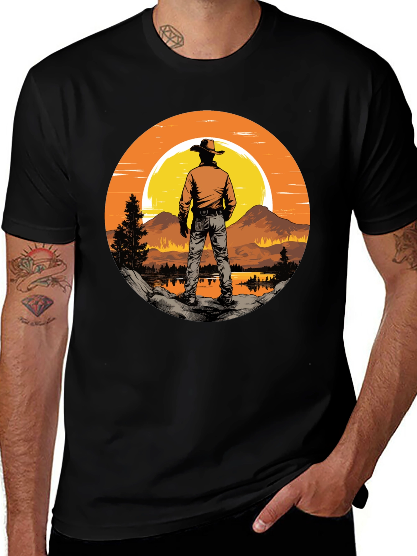 Variant 6 of Sunset Cowboy Graphic Tee