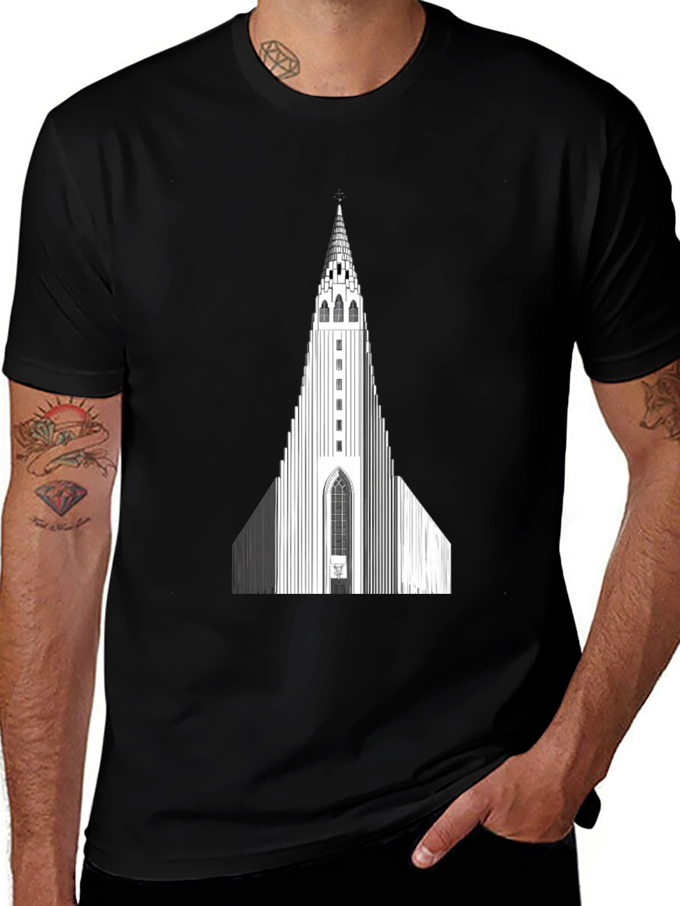 Hallgrímskirkja Graphic Tee - Iceland Church Design
