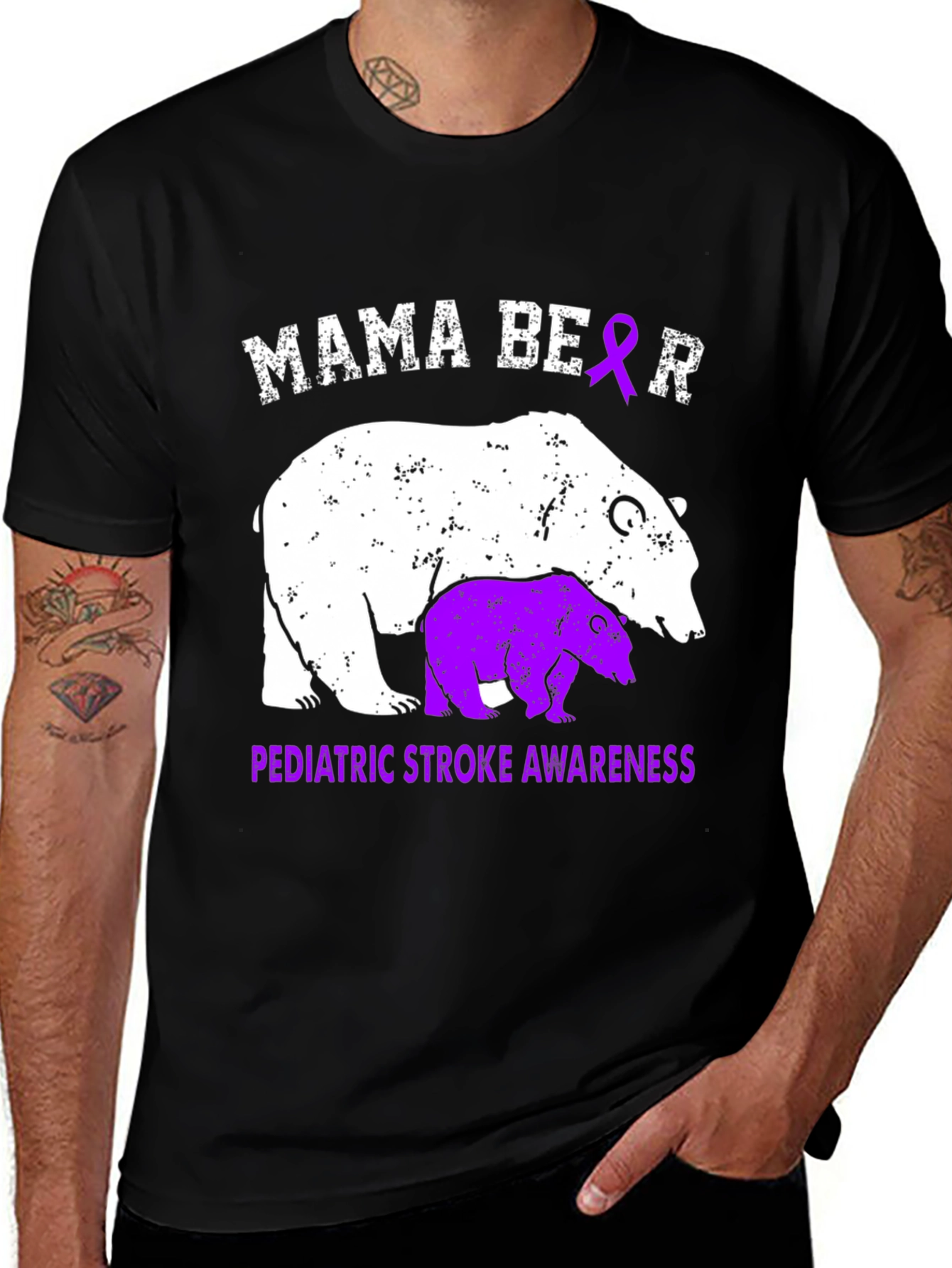 Variant 18 of Mama Bear Pediatric Stroke Awareness T-Shirt