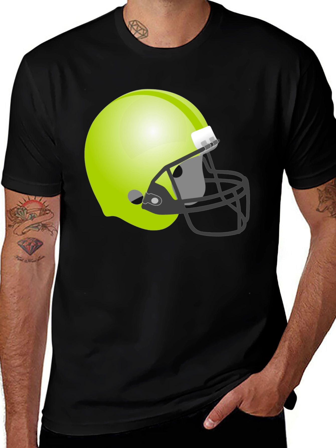 Variant 17 of Men's Black T-Shirt with Football Helmet Graphic