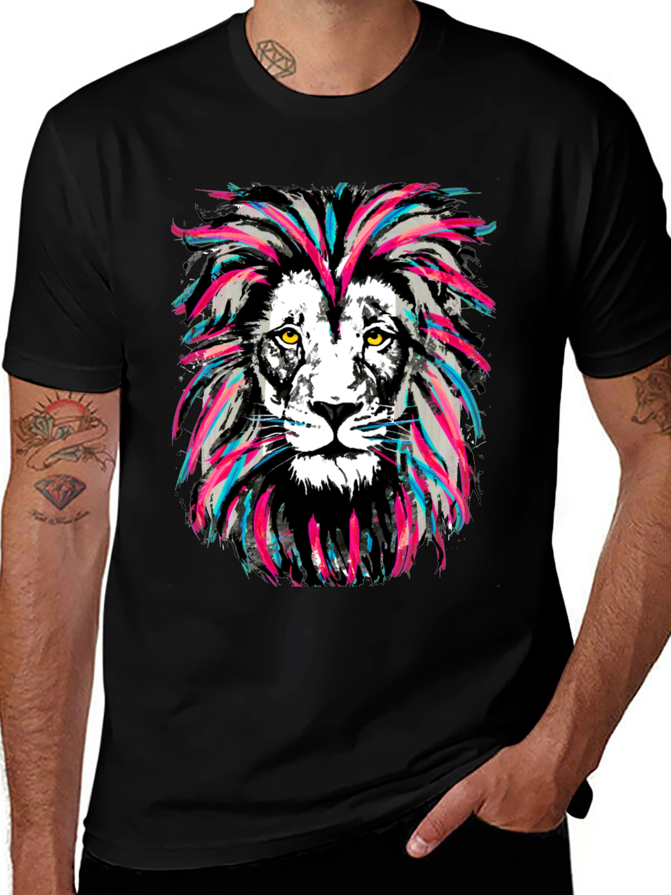 Black Lion Head Graphic Print Tee main image
