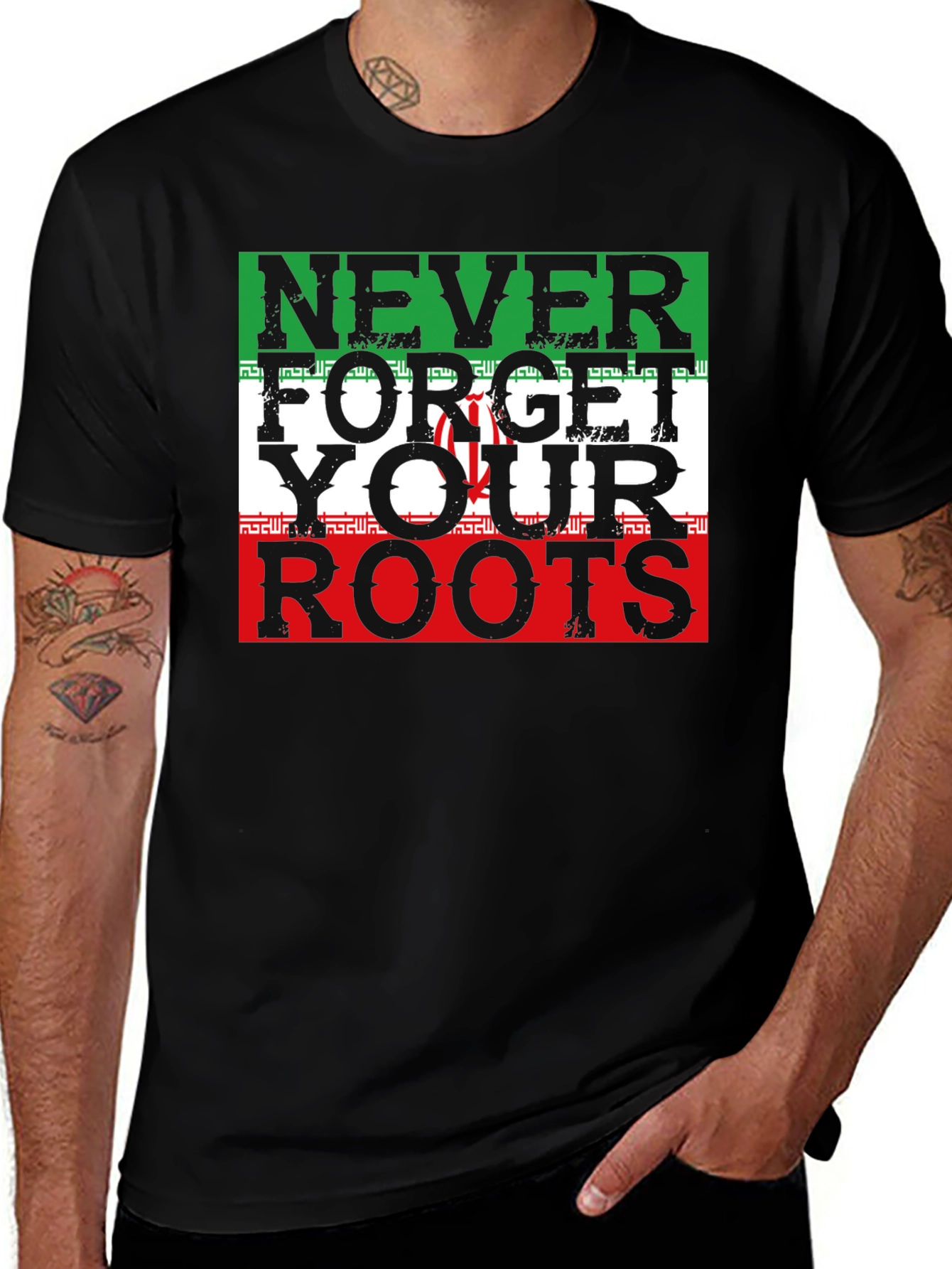 Variant 11 of Never Forget Roots T-Shirt - Iran Flag Colors