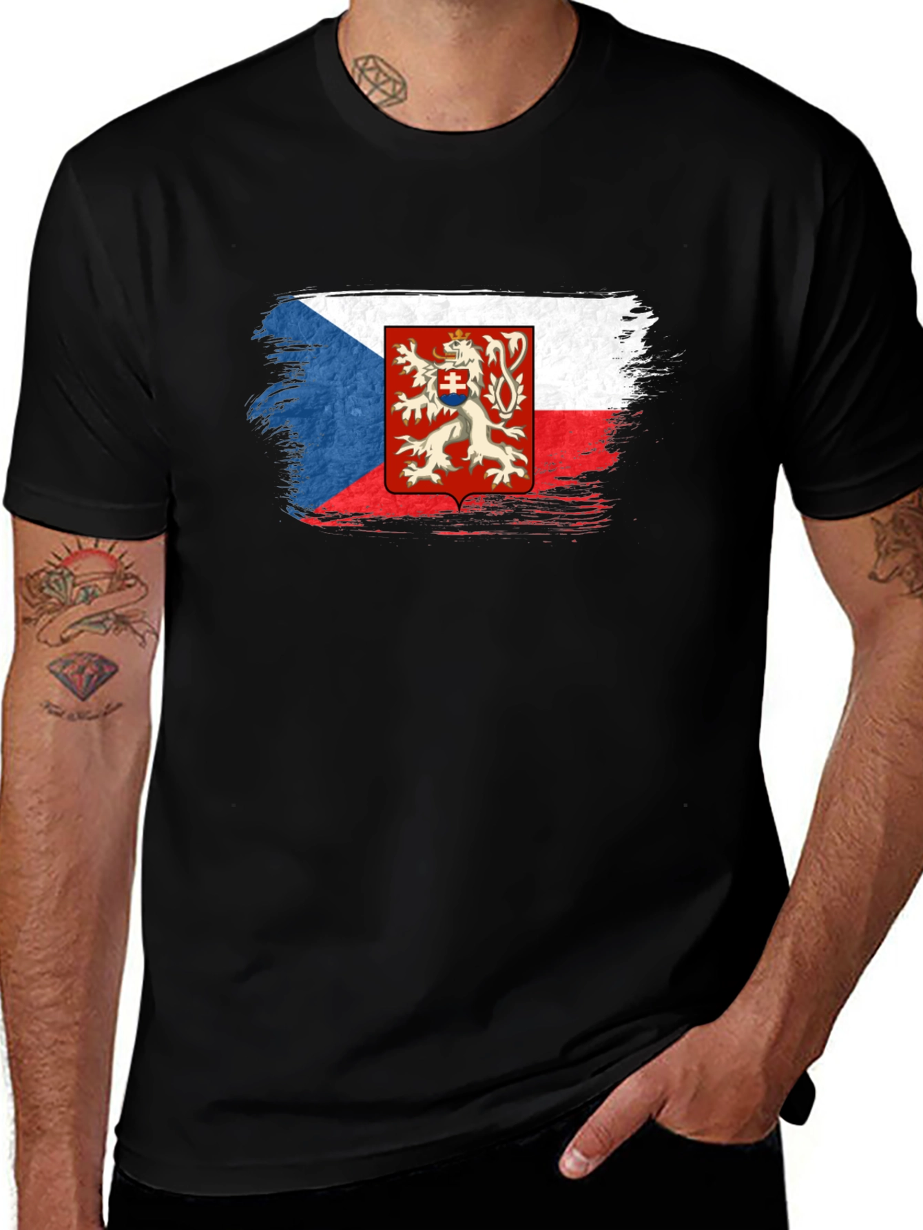 Czech Republic Flag T-Shirt - Black Graphic Tee