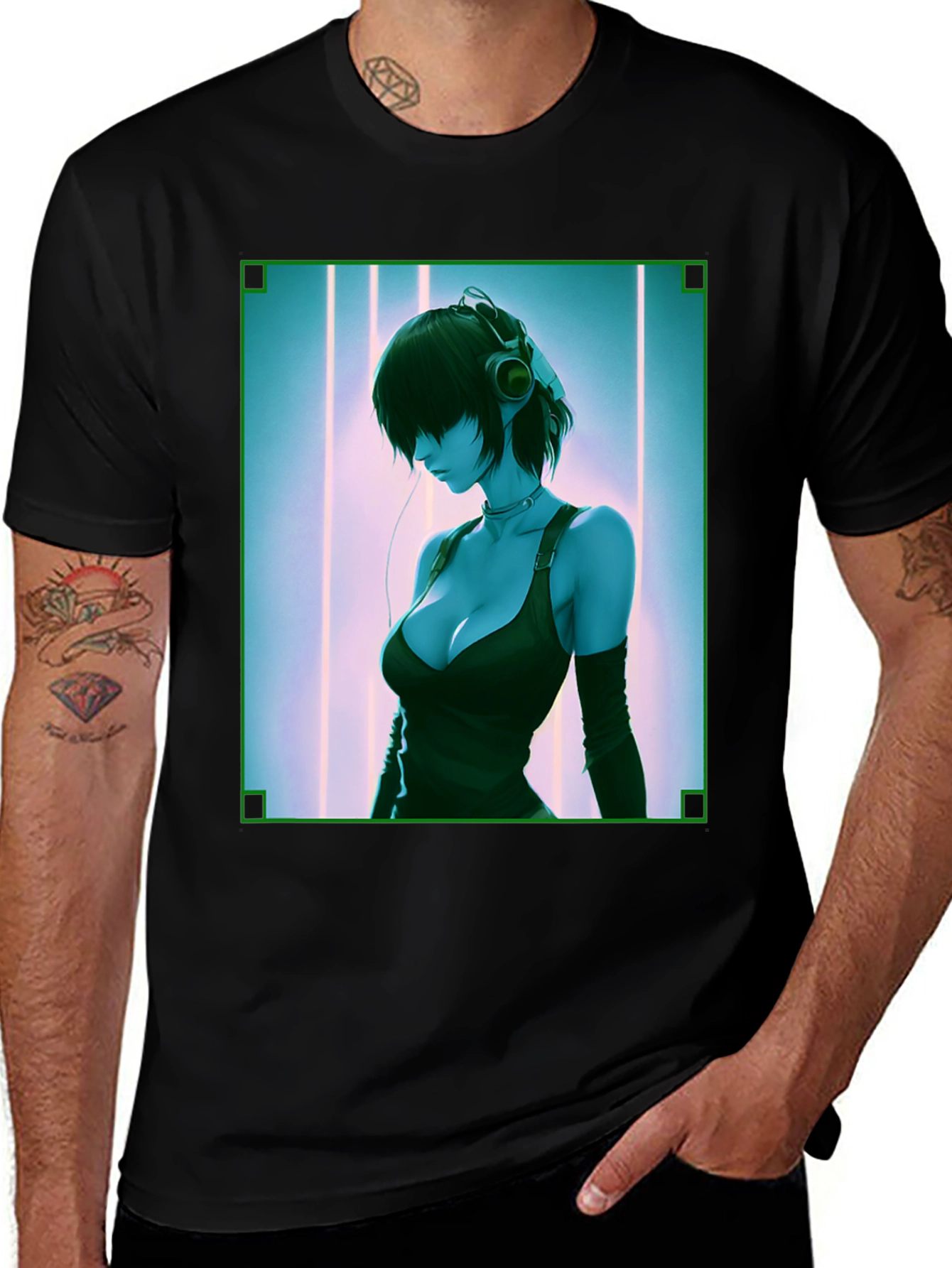Variant 13 of Anime Girl Graphic Tee - Black Cotton Blend T-Shirt