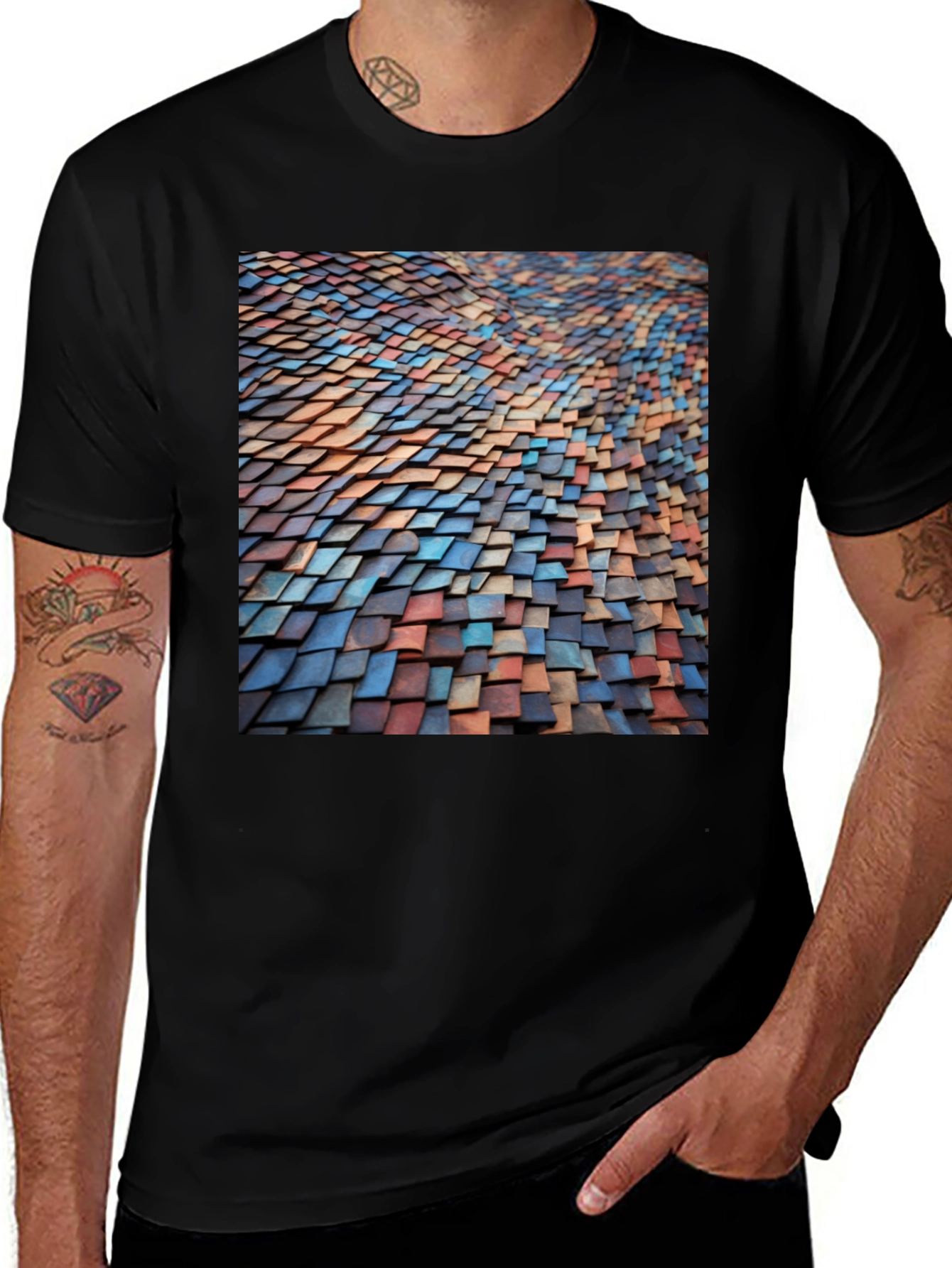 Variant 11 of Abstract Mosaic Print T-Shirt - Modern Art Tee