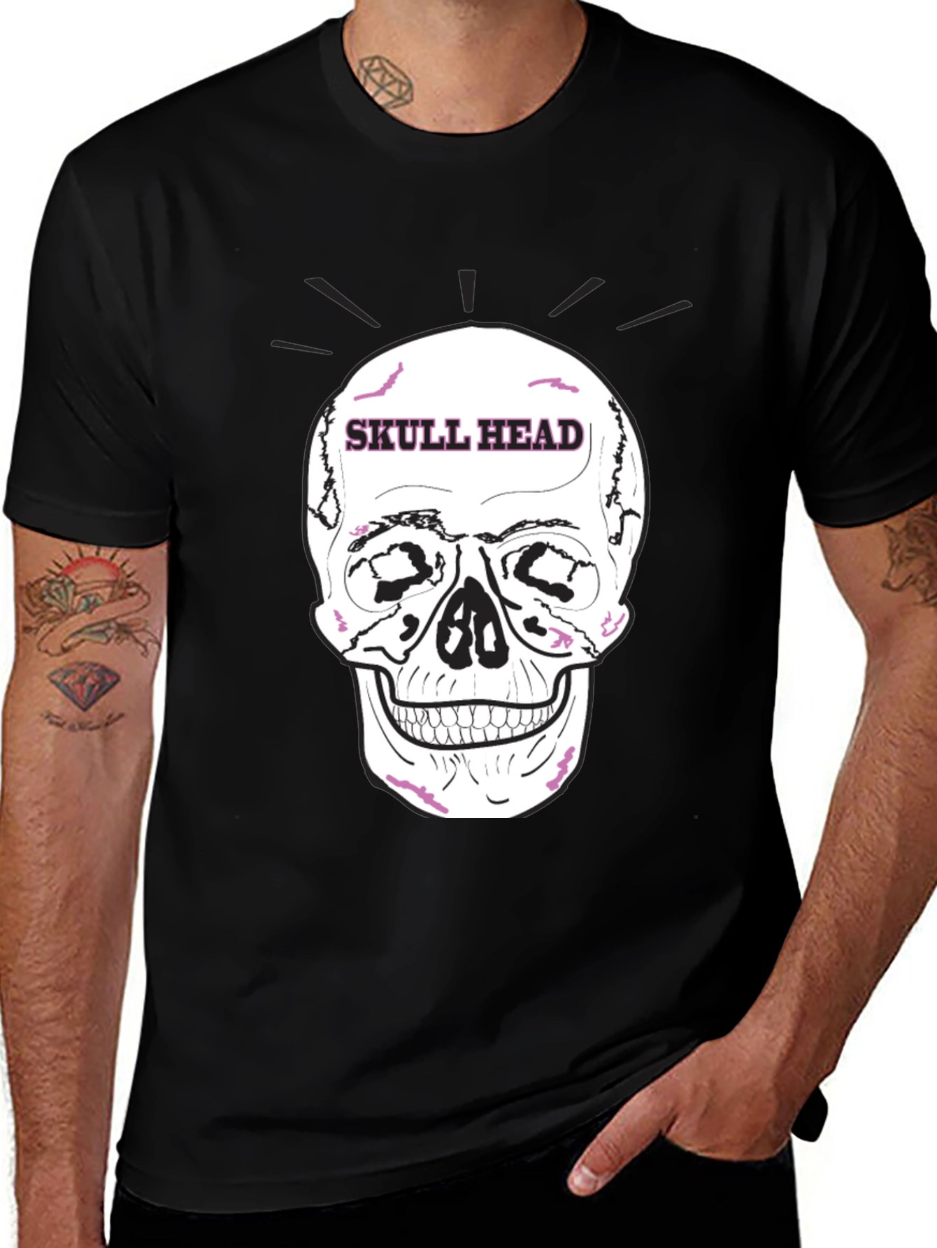 Variant 4 of Skull Head Graphic Tee - Edgy Black T-Shirt
