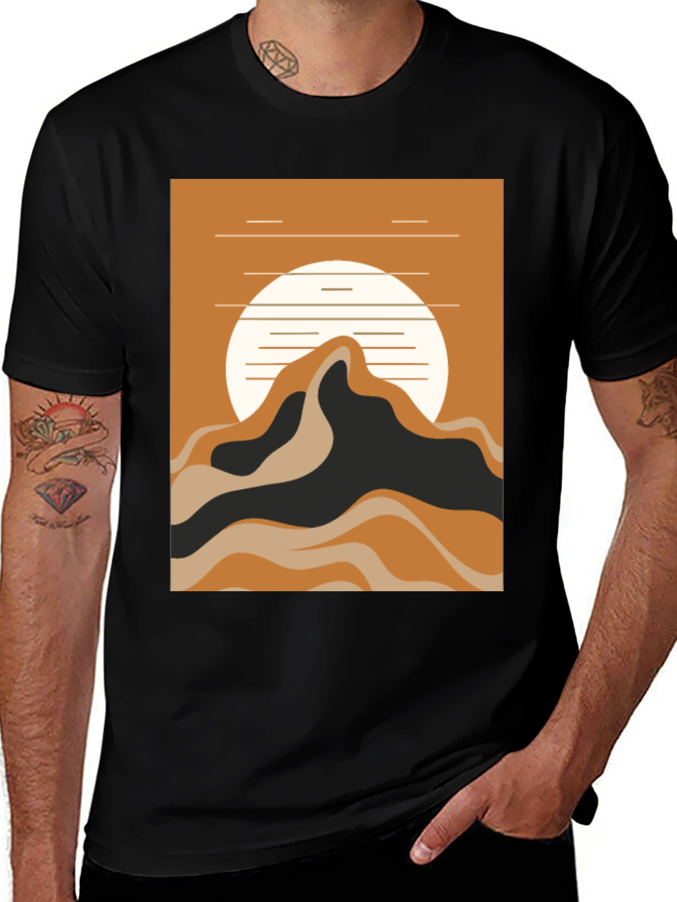 Variant 16 of Mountain Sunset Graphic Tee - Black Cotton Blend