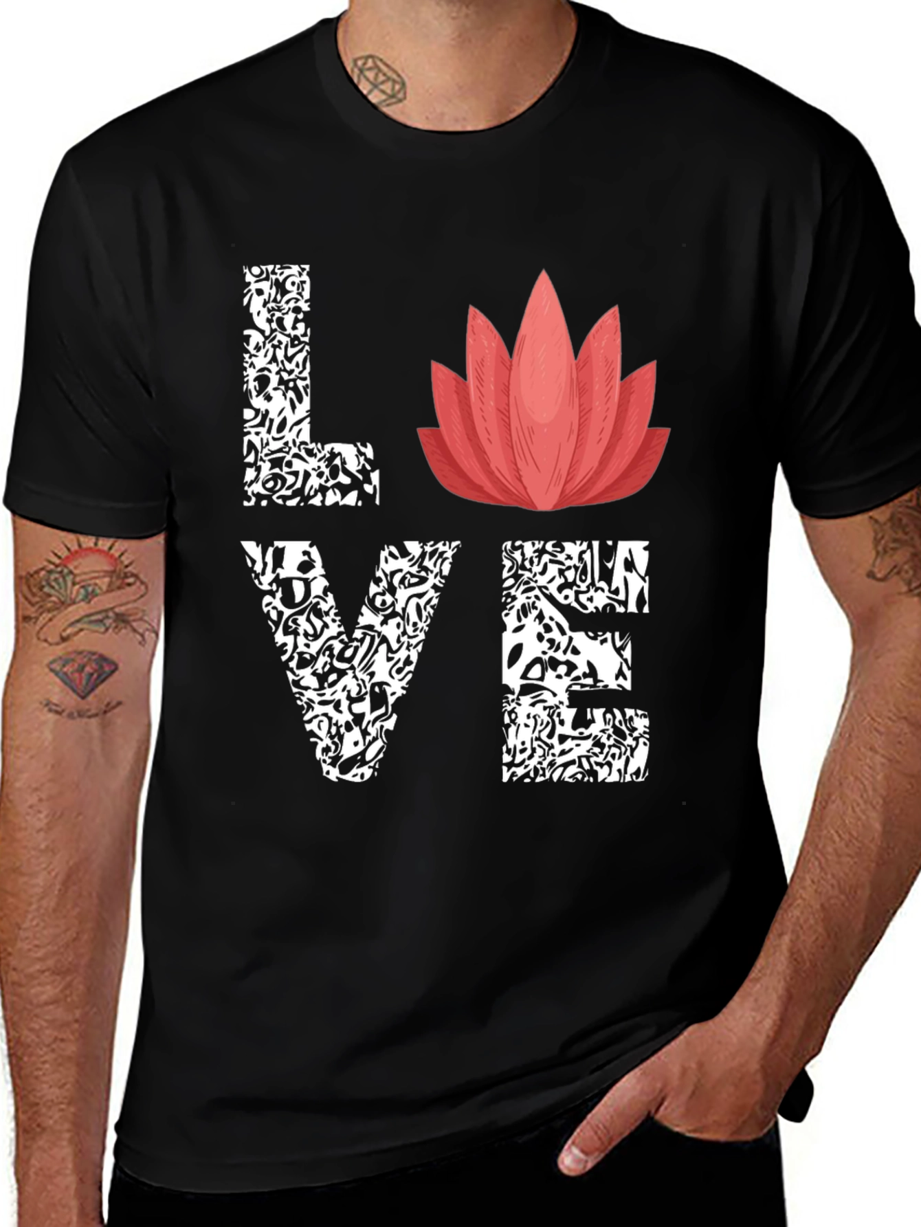 Variant 25 of Love Lotus Graphic Tee - Black