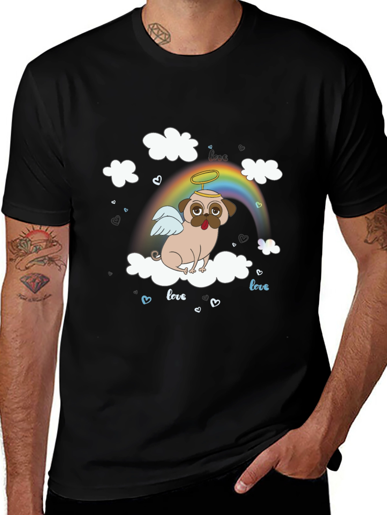 Variant 24 of Angel Pug Dog on Cloud T-Shirt