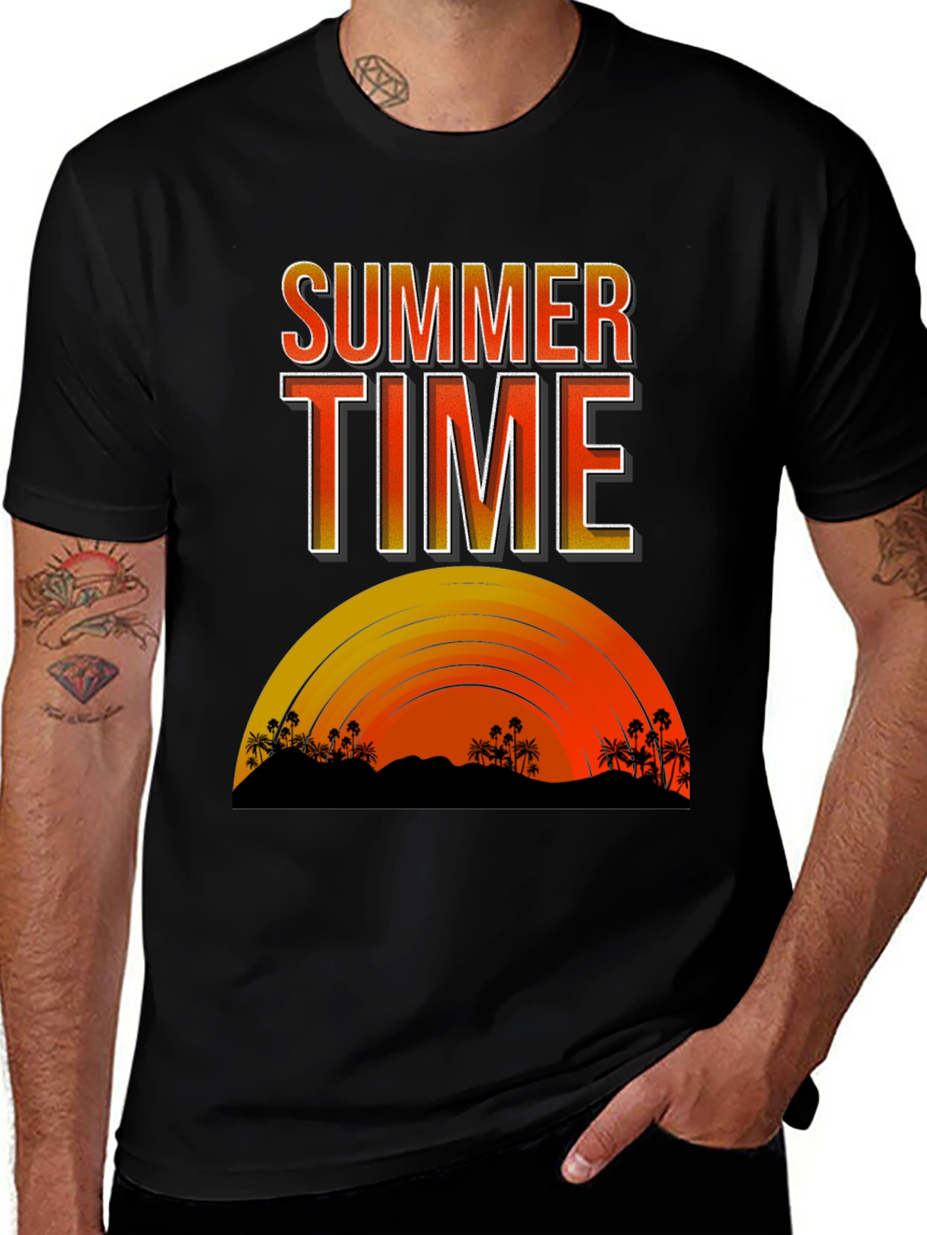 Variant 10 of Summer Time Palm Tree Sunset Graphic Tee