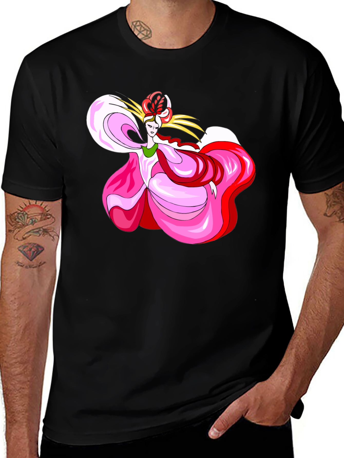 Variant 6 of Elegant Dancer Graphic Tee - Black Cotton T-Shirt